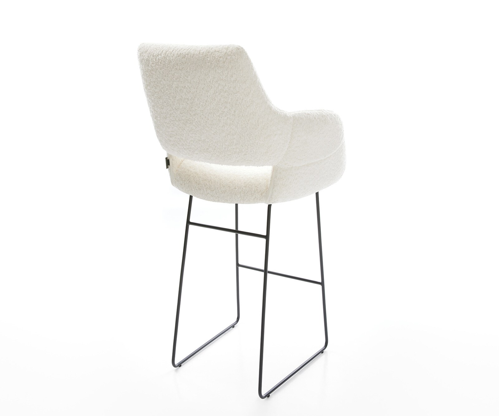 Chaise-de-bar Yago-Flex Bouclé Blanc Piètement traîneau Métal Noir Ressorts ensachés 4