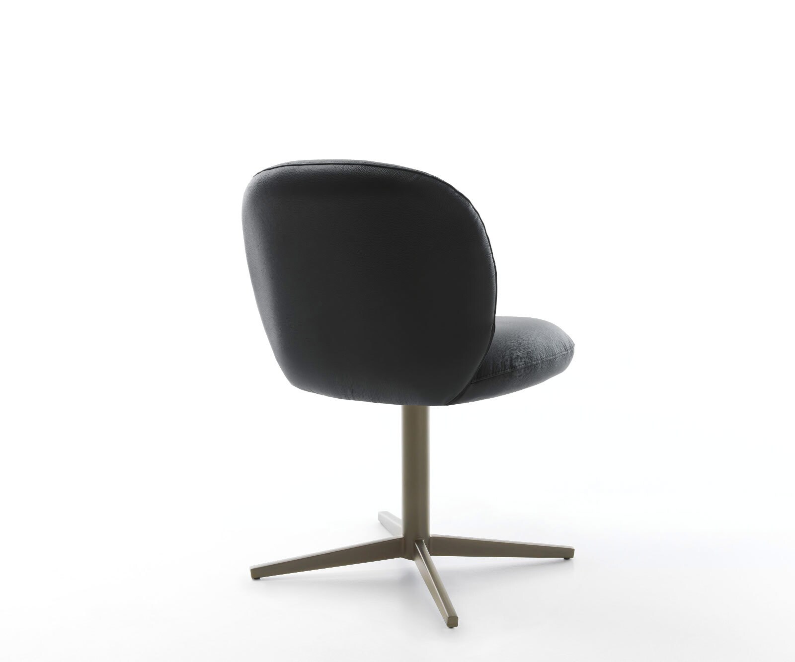 Chaise-pivotante Nube-Flex cuir de vache noir pied de chaise 4 branches aspect titane pivotement sur 360° ressorts ensachés 5
