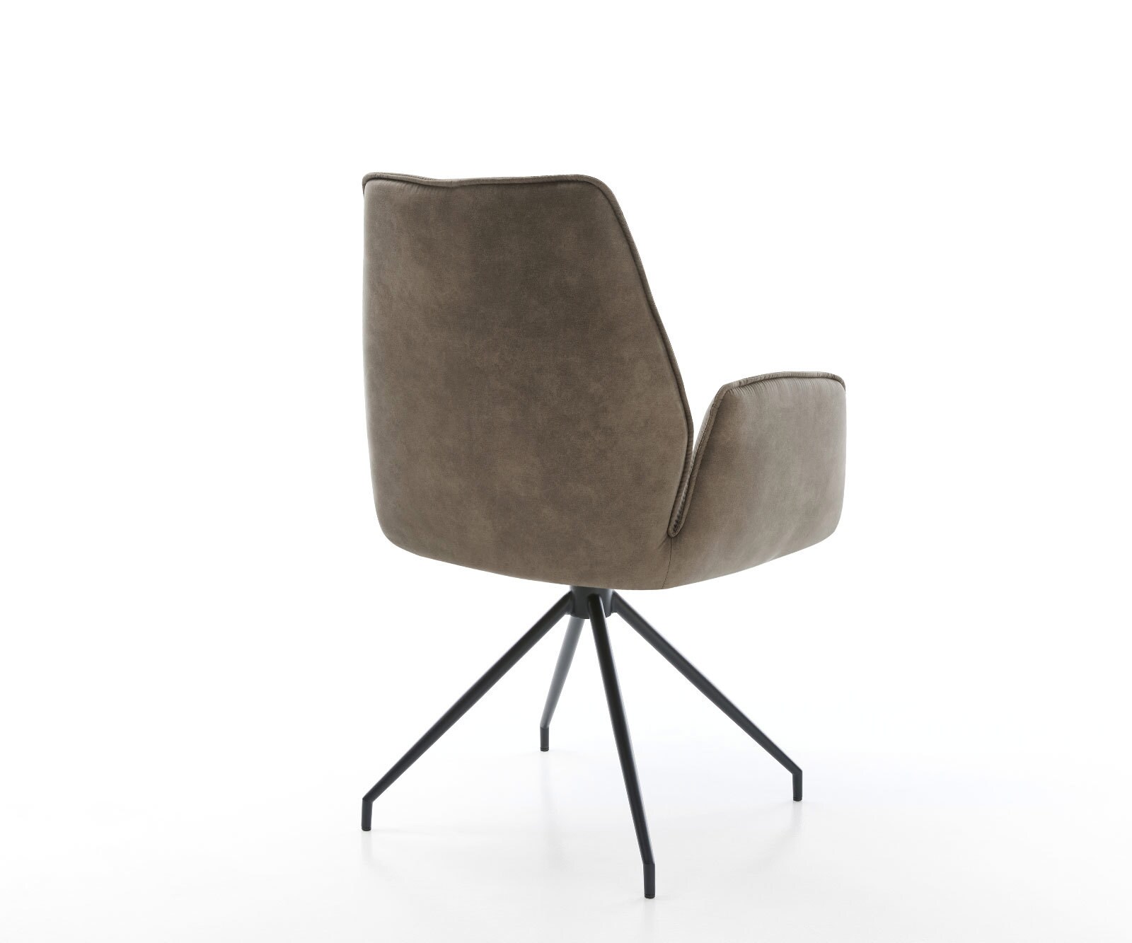 Chaise-de-salle-à-manger Zoa-Flex microvelours taupe vintage pied croisé conique noir ressorts ensachés 4