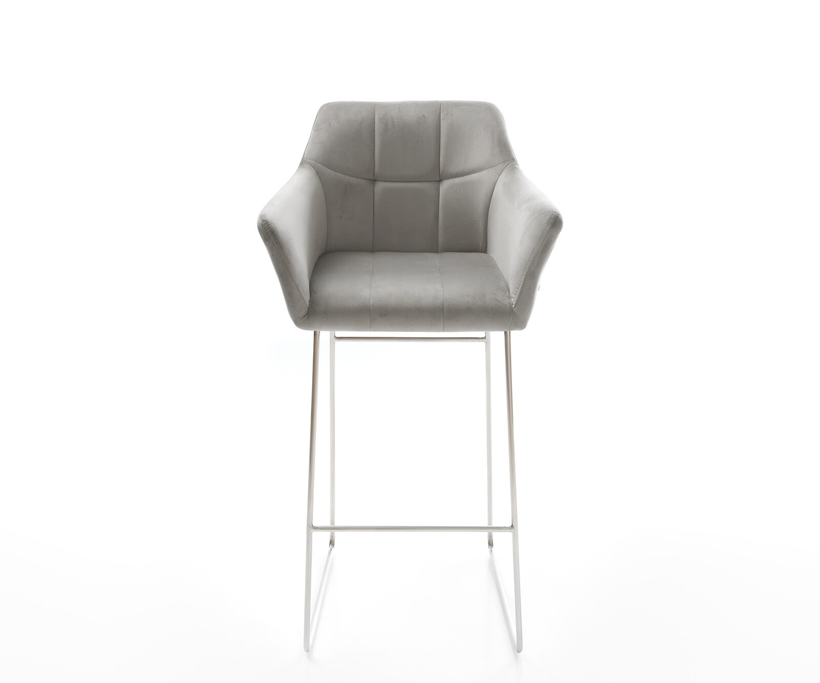 Chaise-de-bar Yulo-Flex velours gris cadre de patins acier inoxydable 1