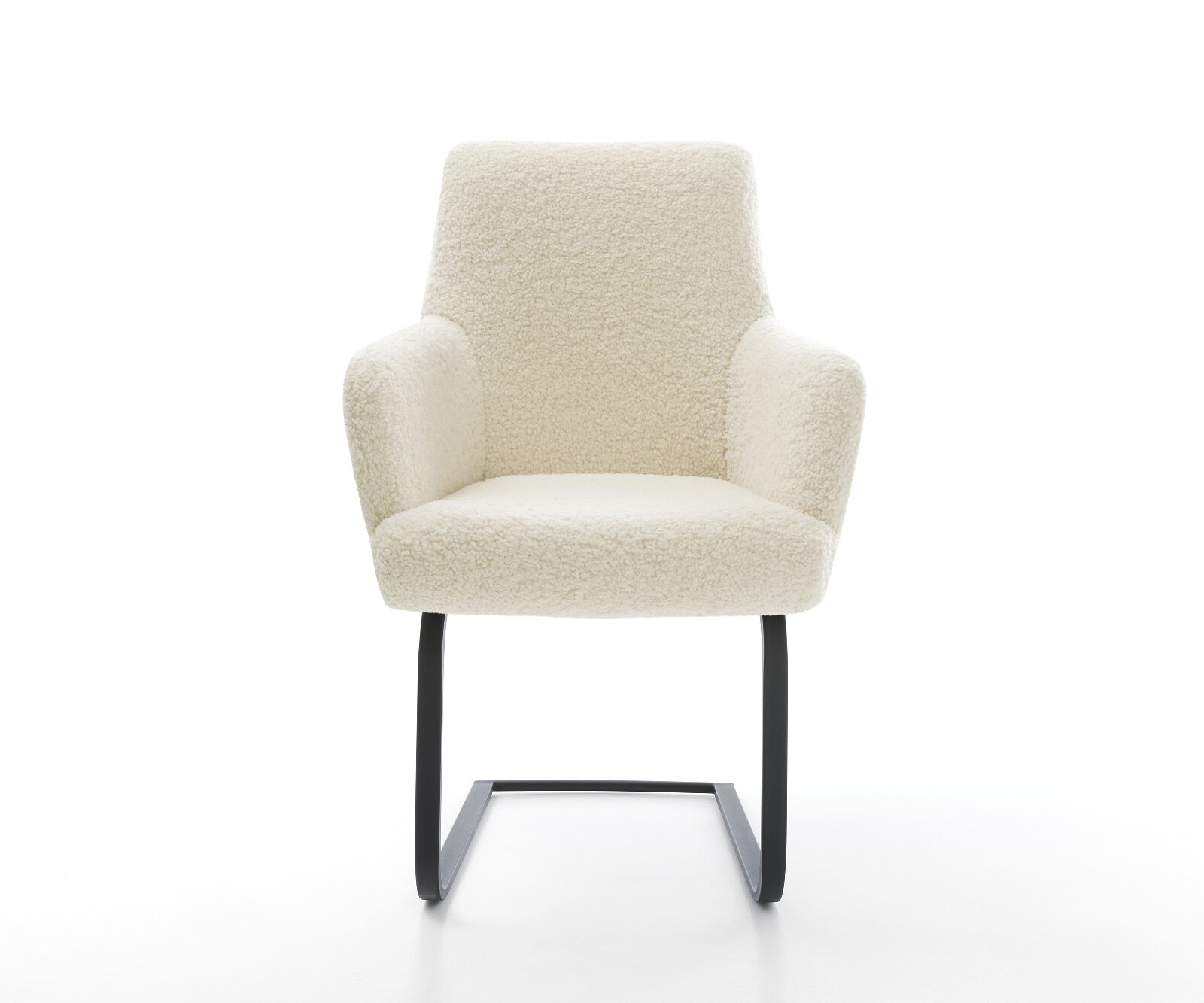 Cantilever Heira-Flex avec accoudoirs tissu teddy beige pied cantilever plat noir resorts ensachés 2