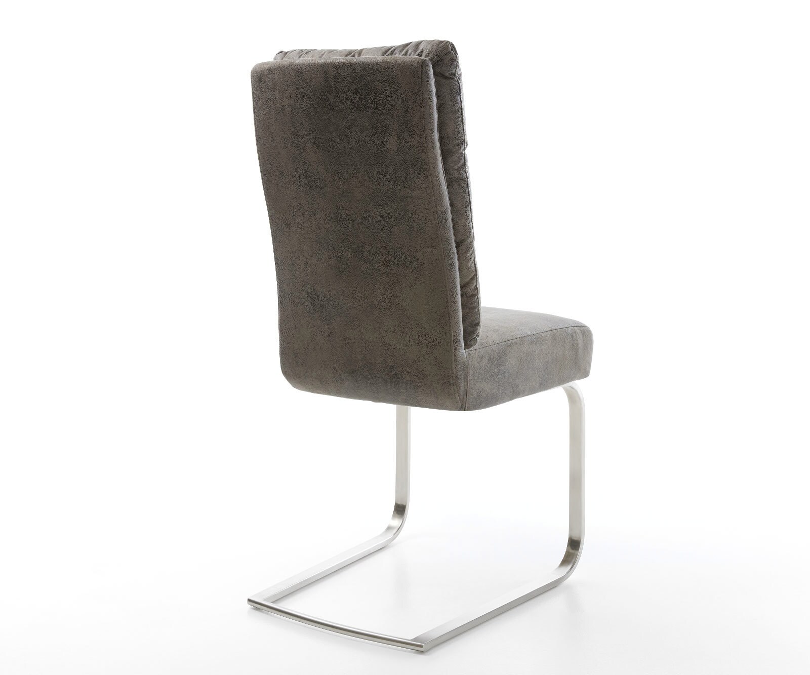 Cantilever Pela-Flex microvelours gris antique pied cantilever plat acier inoxydable brossé ressorts ensachés 5