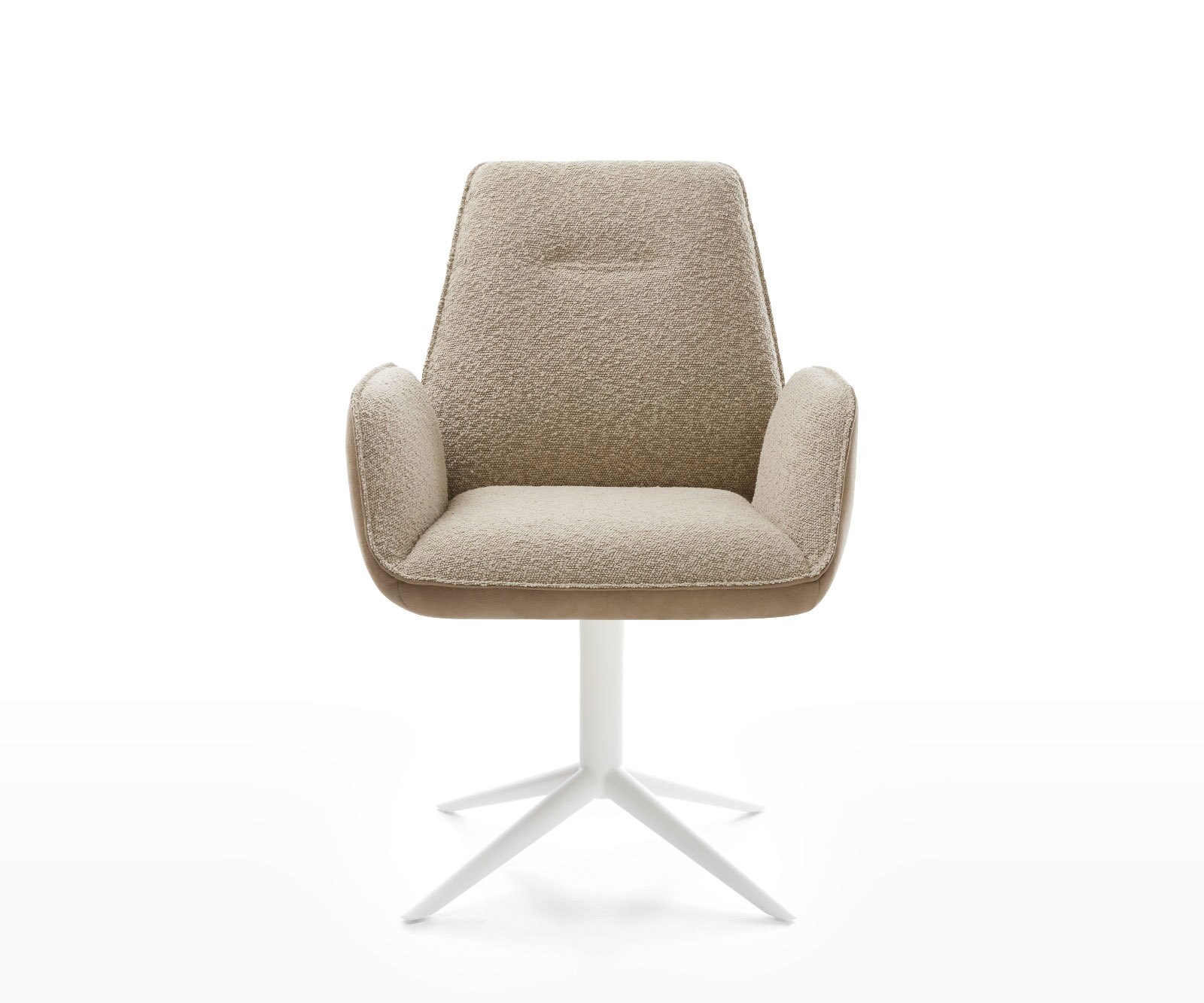 Chaise-pivotante Zoa-Flex tissu mixte couleur boue pied de chaise 4 branches blanc pivotement sur 360° fonction bascule ressorts ensachés 1