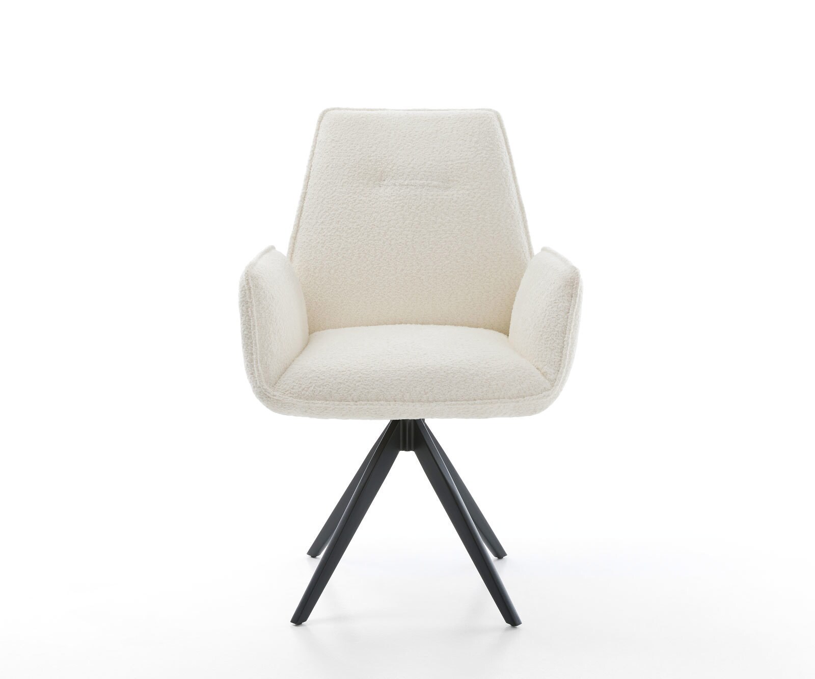 Chaise-de-salle-à-manger Zoa-Flex bouclé blanc pied croisé angulaire noir ressorts ensachés 1 Chaise-de-salle-à-manger Zoa-Flex bouclé blanc pied croisé angulaire noir ressorts ensachés 1