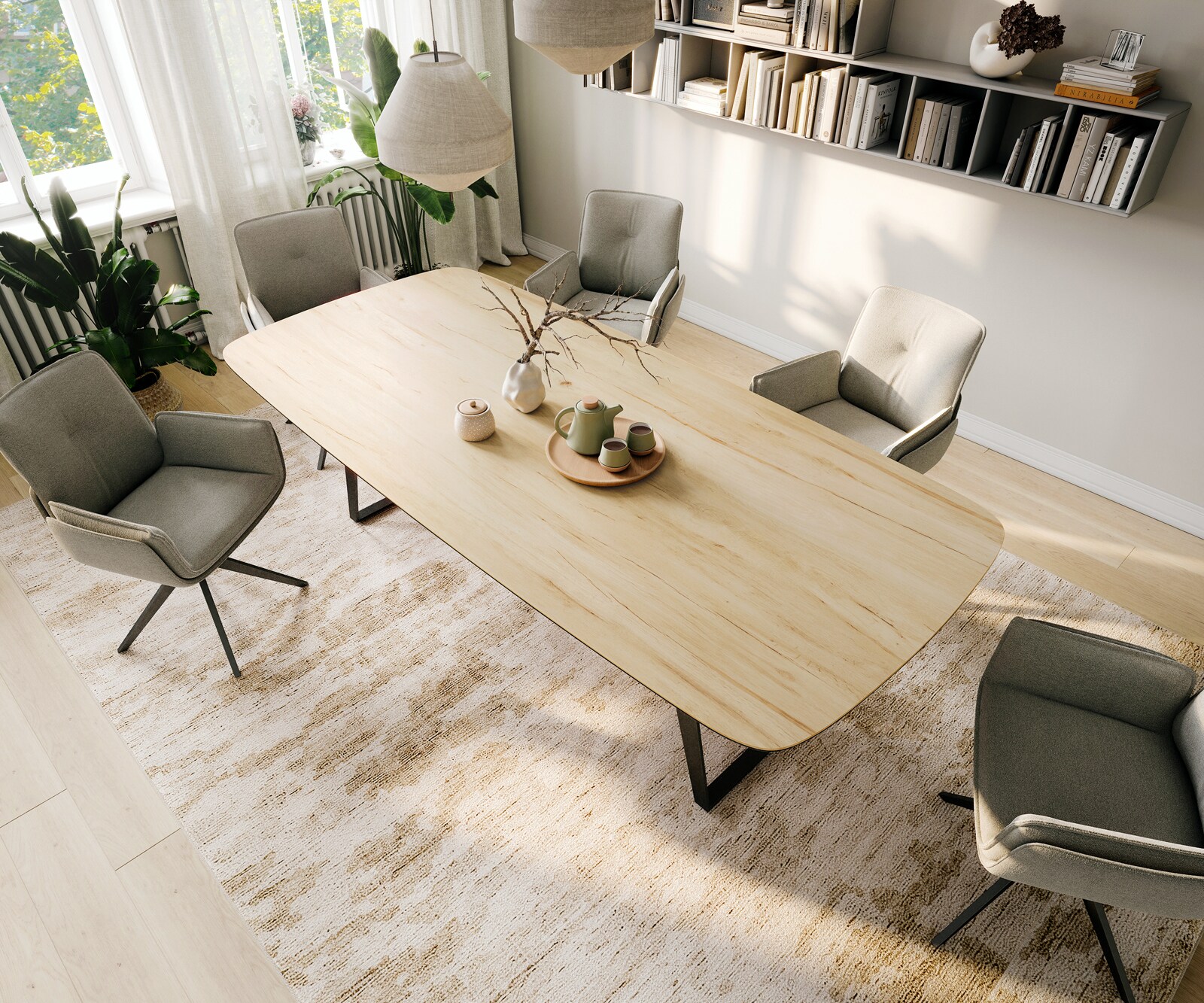Table à manger Edge Boot 260x120 cm Céramique Laminam® Sabbia Eichefarbig Métal Schräg Noir 4