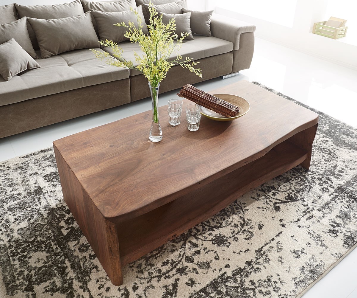 Table-basse Live-Edge 130x60 cm acacia marron tronc d'arbre 2