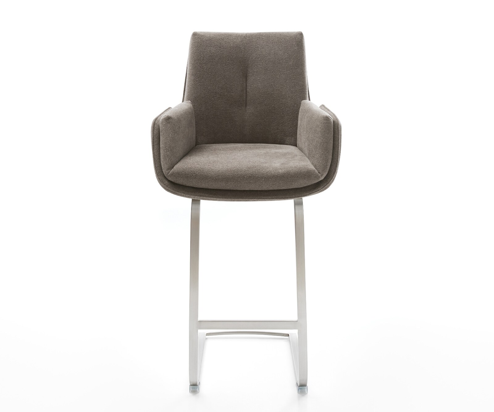 Chaise-de-bar Clea-Flex Tissu structuré doux Taupe Pied cantilever acier inoxydable Argent 2