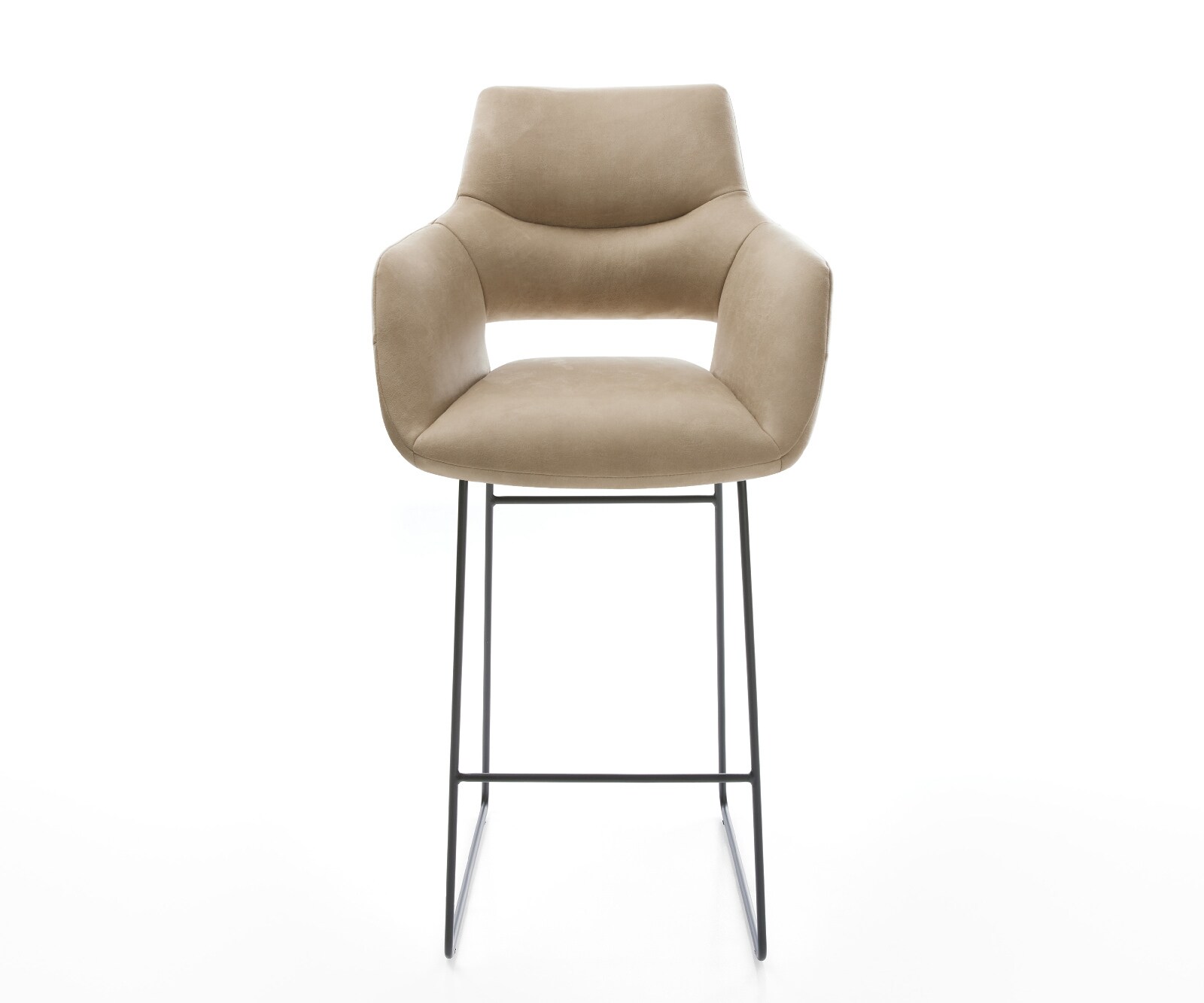Chaise-de-bar Yago-Flex Microfibre Beige Vintage Pied trapèze noir Noir Ressort ensaché 2