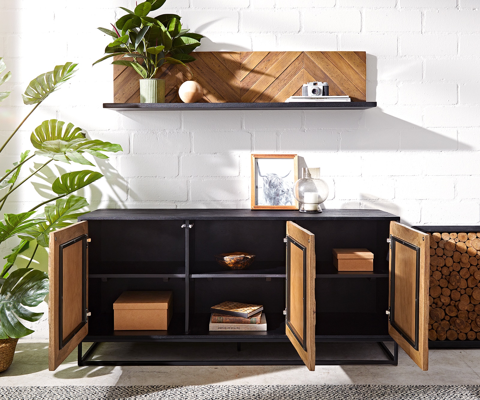 Buffet Famke 145 cm mangue teck 3 portes 3 Buffet Famke 145 cm mangue teck 3 portes 3