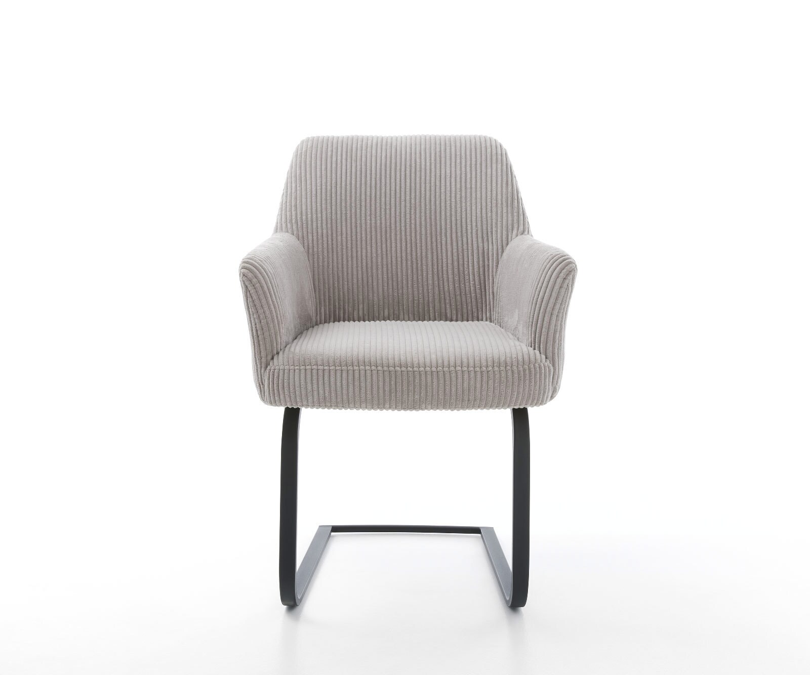 Cantilever Xana-Flex avec accoudoirs côtelé gris argenté pied cantilever plat noir ressorts ensachés 1