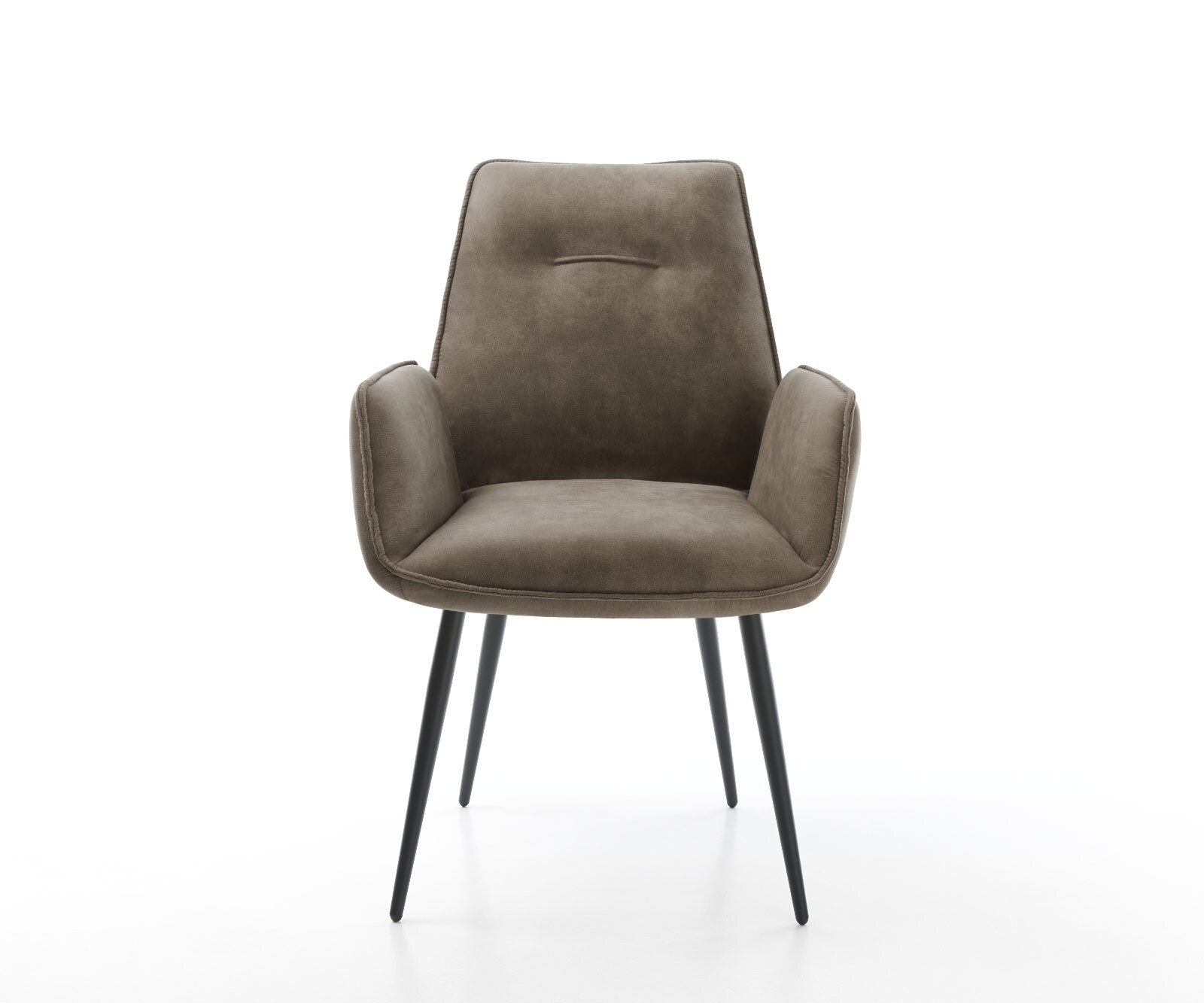 Chaise-de-salle-à-manger Zoa-Flex microvelours taupe vintage 4 pieds coniques noir ressorts ensachés 1