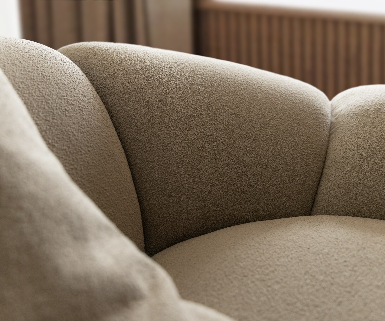 Bigsofa Lunna 360x175 cm Bouclé fin Taupe2 coussins 3
