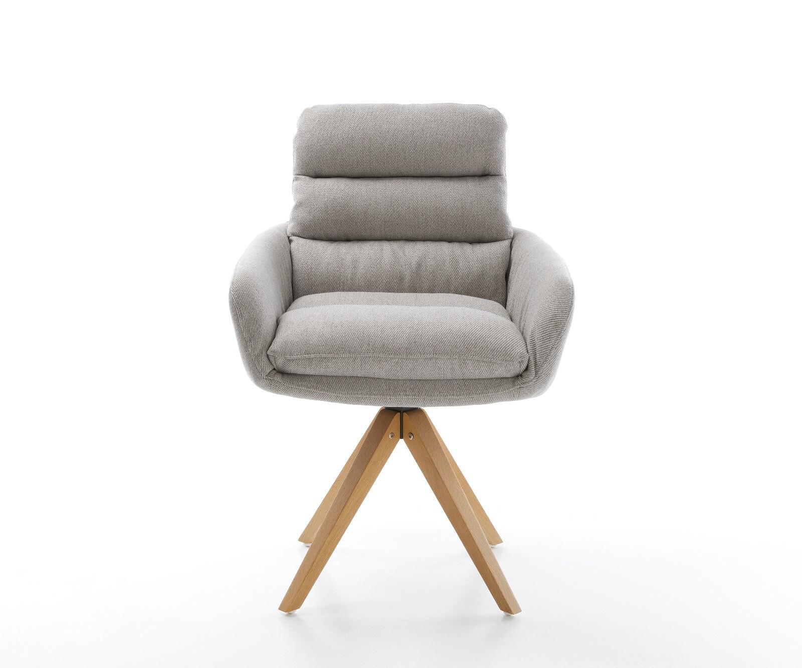 Chaise-de-salle-à-manger Abelia-Flex avec accoudoirs rayures gris clair pied en bois angulaire naturel 3 Chaise-de-salle-à-manger Abelia-Flex avec accoudoirs rayures gris clair pied en bois angulaire naturel 3