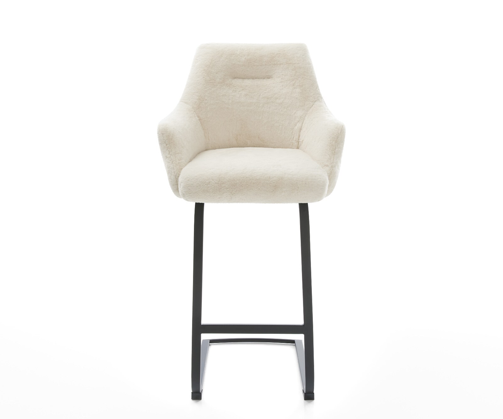 Chaise-de-bar Alja-Flex Peluche Crème-blanc Pied cantilever plat noir Noir Ressort ensaché 2