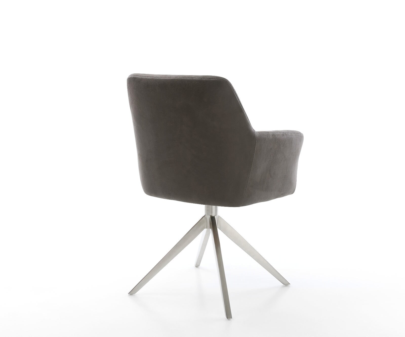 Chaise-pivotante Xana-Flex microvelours anthracite vintage pied croisé large acier inoxydable brossé pivotement sur 360° fonction bascule ressorts ensachés 4