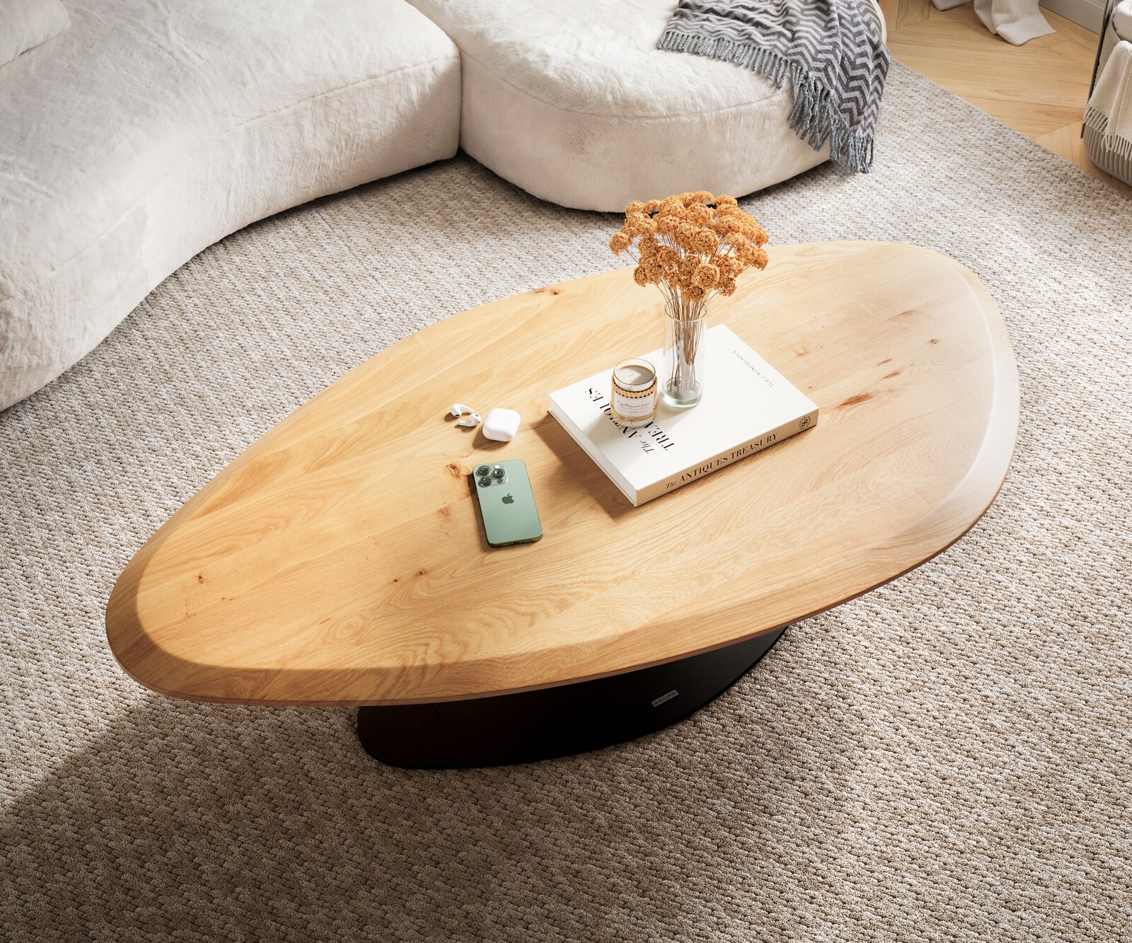Table basse Edge Organique 140x76 cm Chêne naturel Flow-Edge Vibany Métal Noir 4