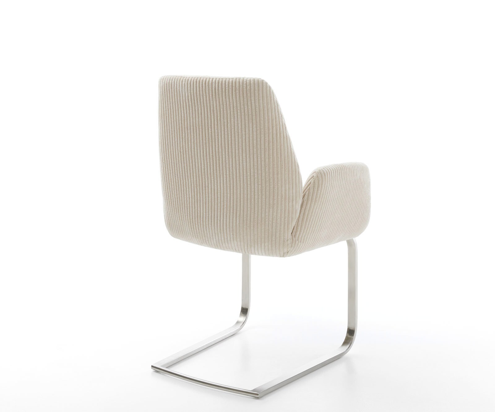 Cantilever Zoa-Flex côtelé beige vintage pied cantilever plat acier inoxydable brossé ressorts ensachés 4