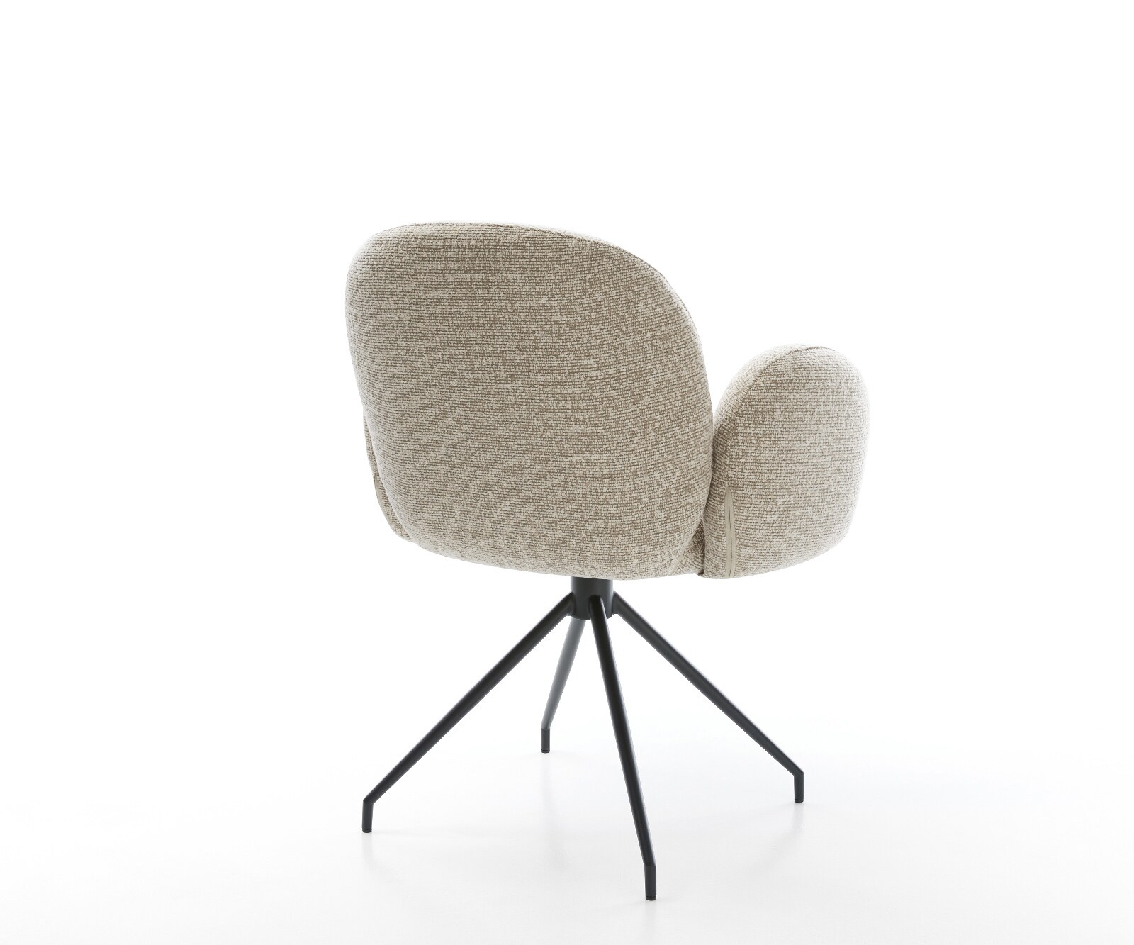 Chaise-de-salle-à-manger Nube-Flex avec accoudoirs tissu tissé doux beige pied croisé conique noir resorts ensachés 5
