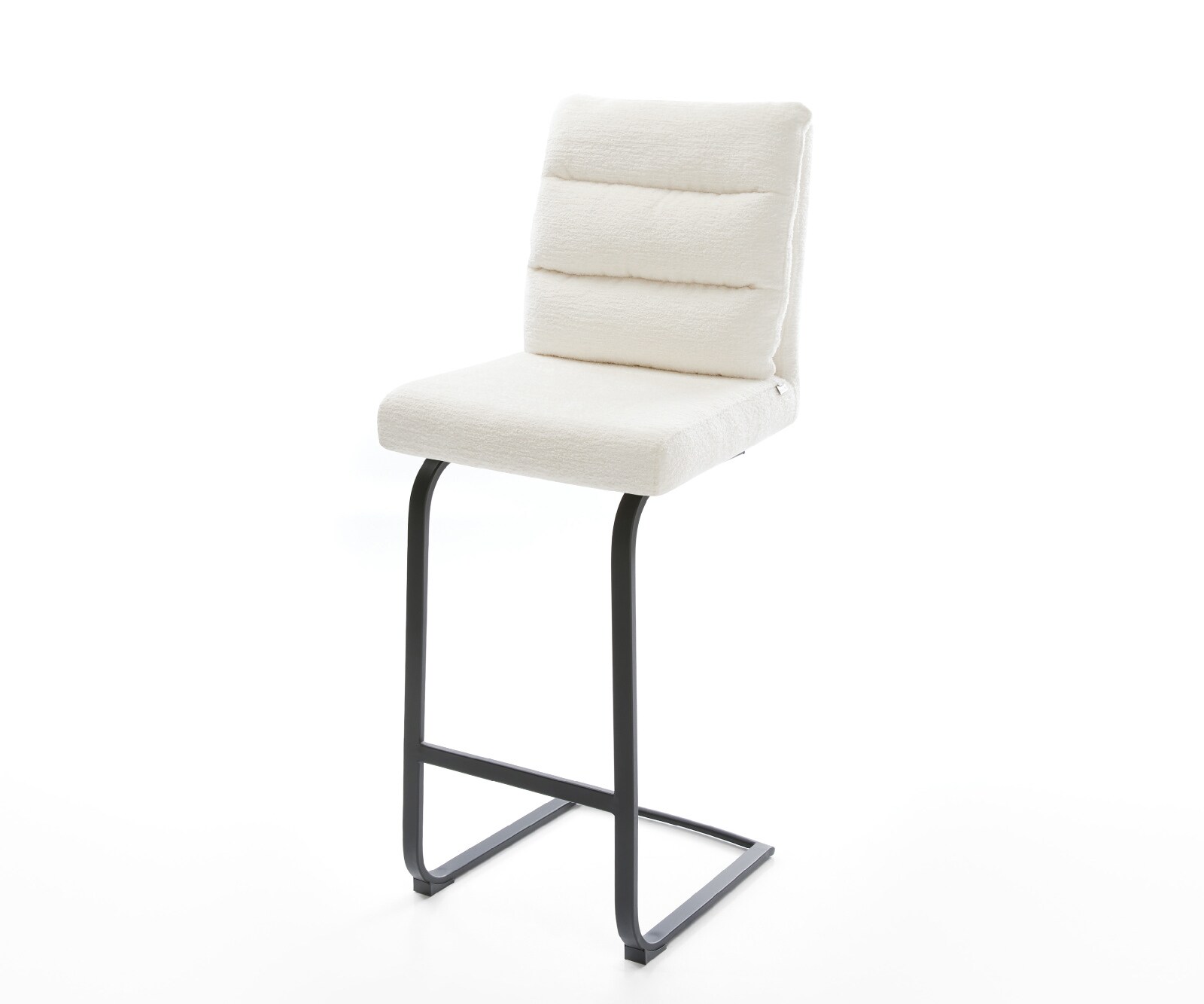 Chaise-de-bar Pela-Flex Bouclé doux Beige Pied cantilever plat noir Noir 1
