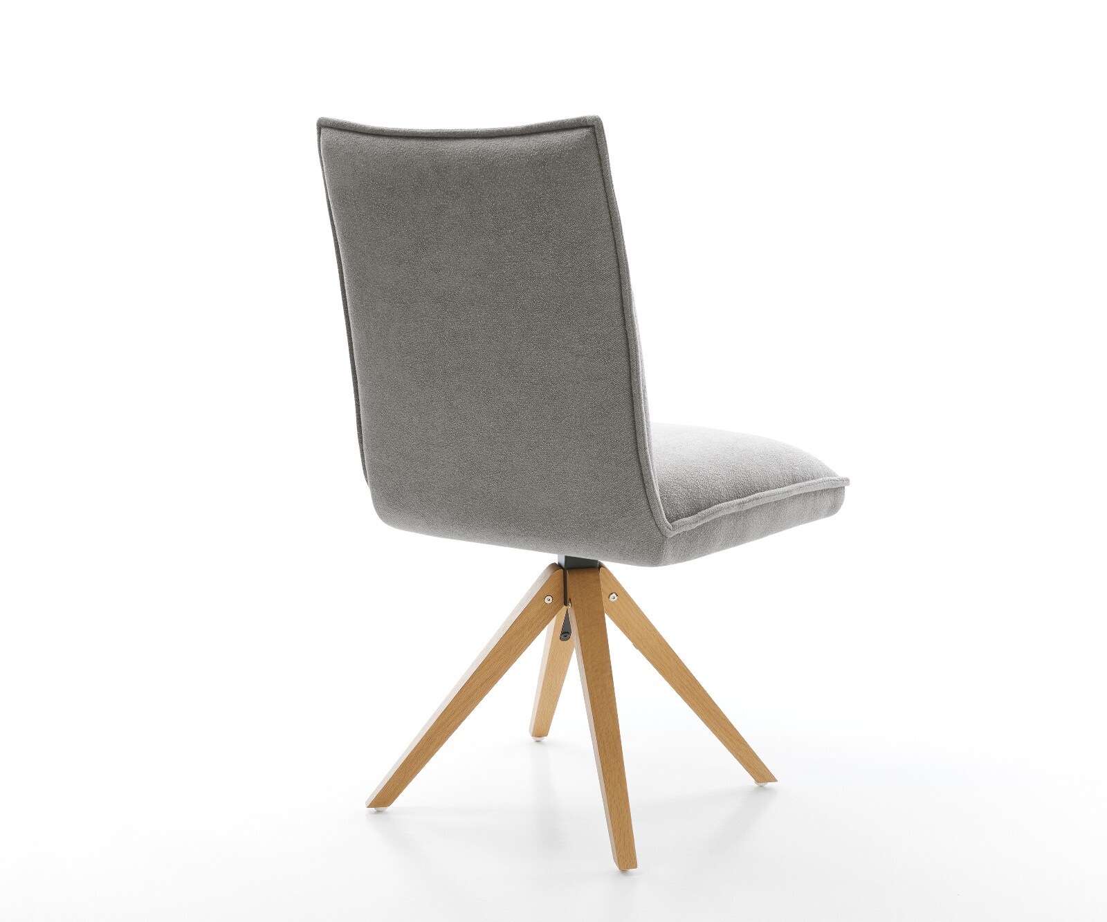 Chaise-pivotante Lelio-Flex tissu structuré doux gris pied en bois angulaire naturel pivotement sur 180° resorts ensachés 5