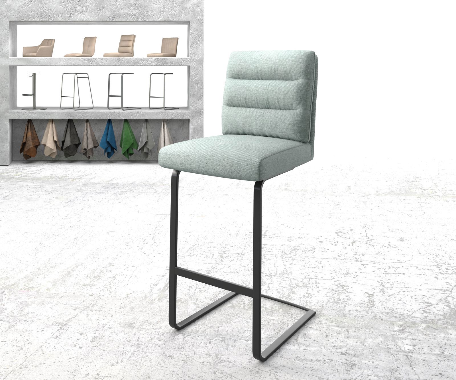 Chaise-de-bar Pela-Flex rayures menthe chaise cantilever métal plat