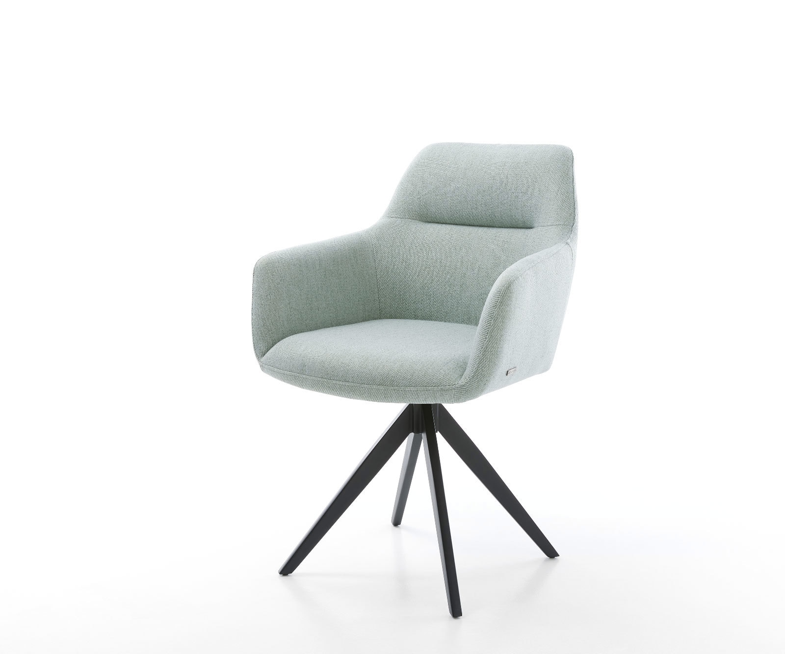 Chaise-de-salle-à-manger Pejo-Flex rayures Vert menthe pied croisé angulaire noir ressorts ensachés Chaise-de-salle-à-manger Pejo-Flex rayures Vert menthe pied croisé angulaire noir ressorts ensachés