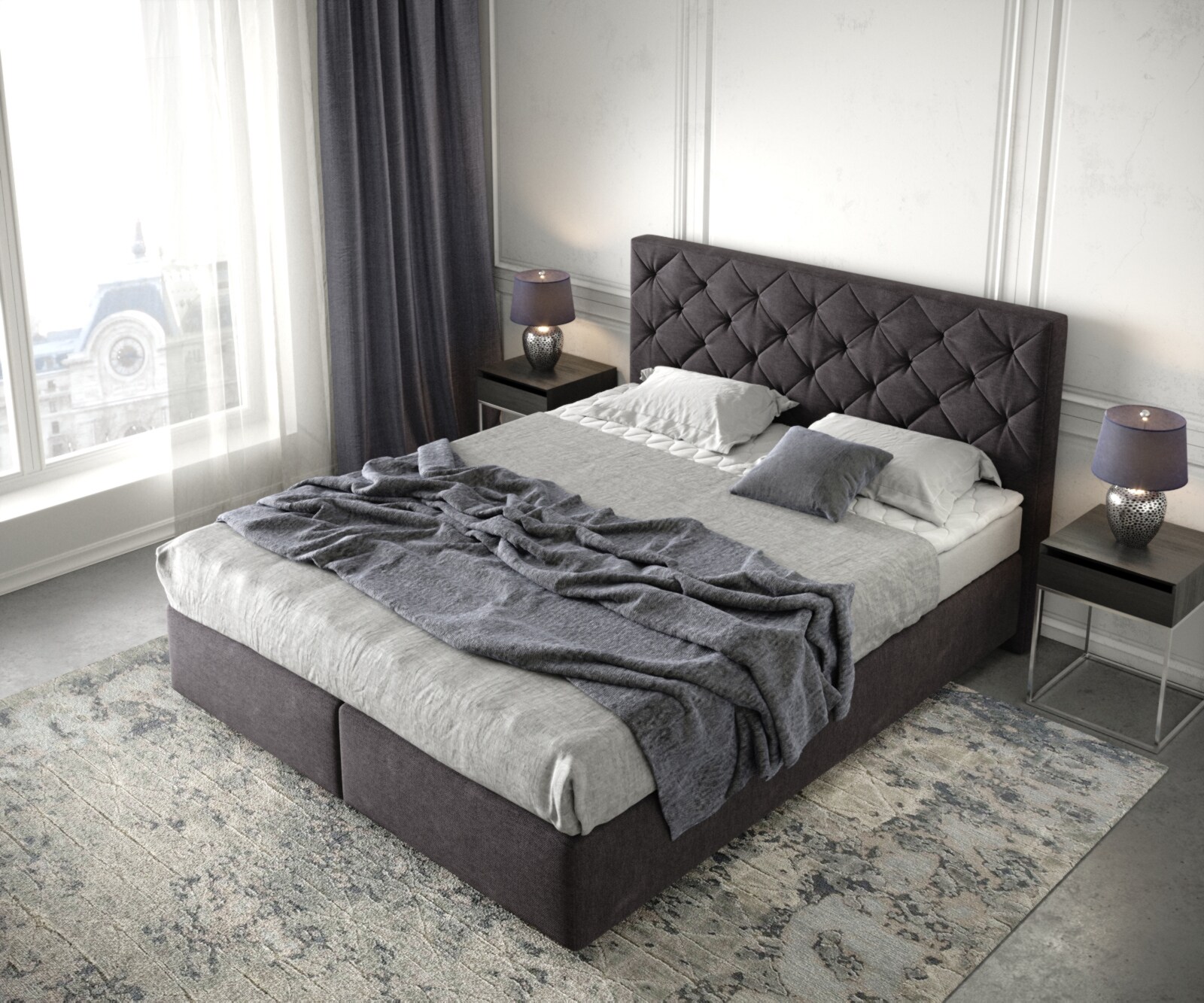 Lit à sommier tapissier Dream-Great 160x200 Microfibre Noir 3