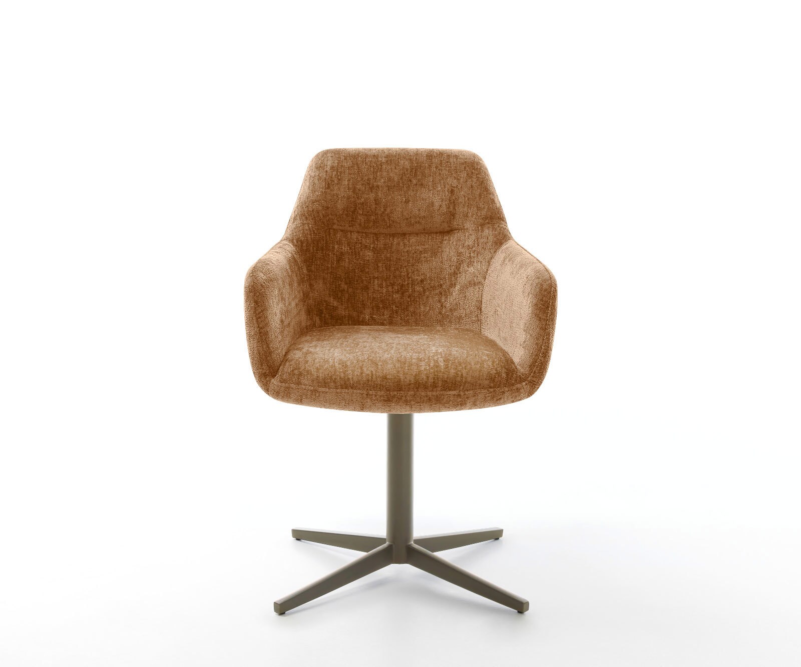 Chaise-pivotante Pejo-Flex chenille rouille pied de chaise 4 branches aspect titane pivotement sur 360° ressorts ensachés 1