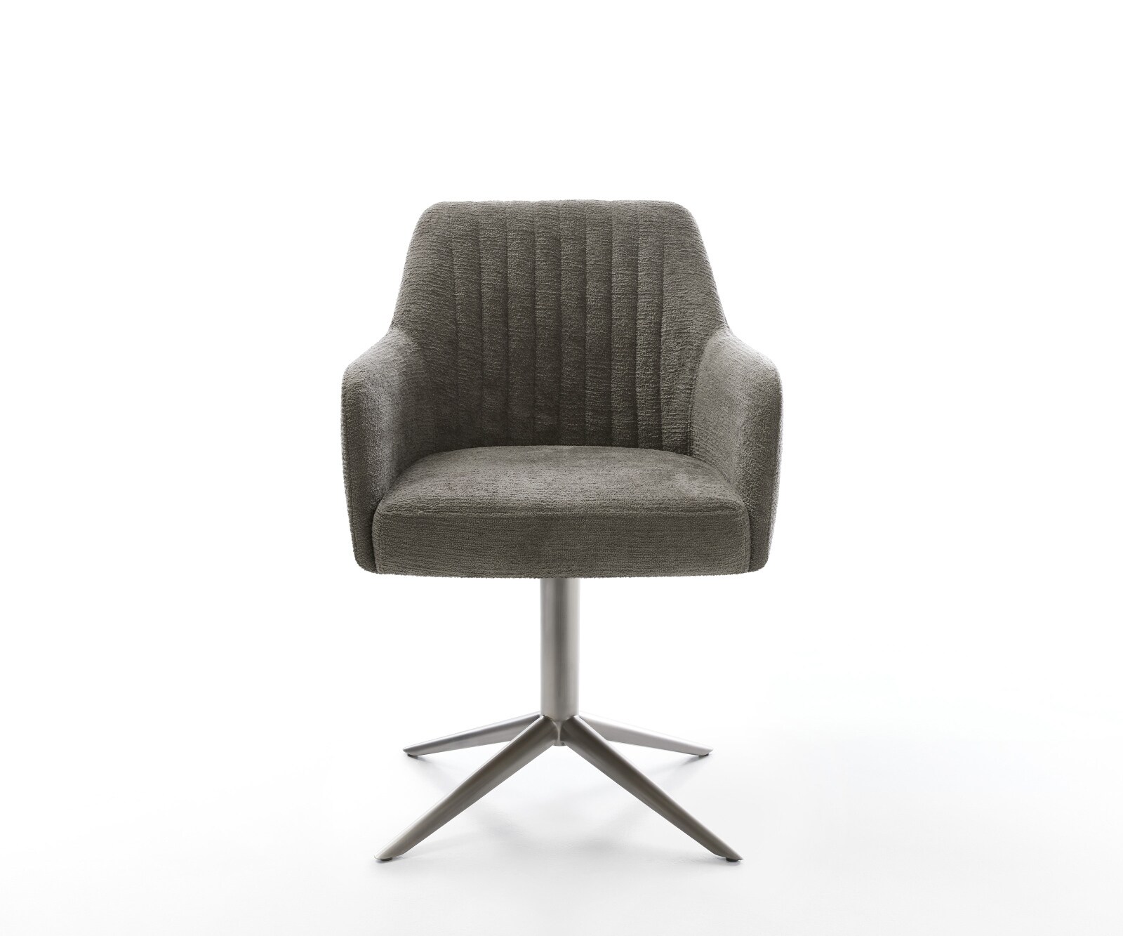 Chaise-pivotante Greg-Flex bouclé doux couleur boue pied de chaise 4 branches grafiete pivotement sur 360° fonction bascule resorts ensachés 1