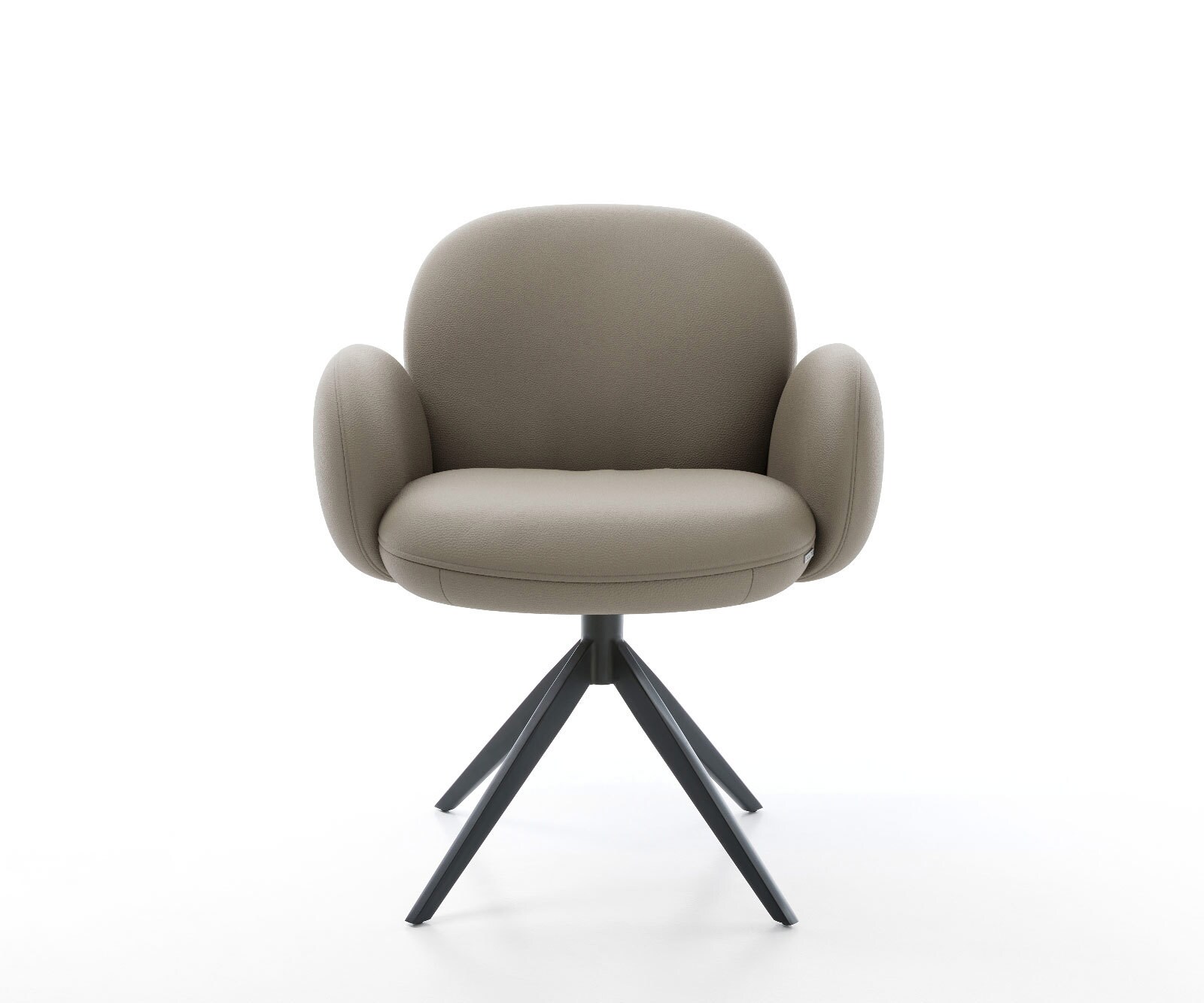 Chaise-pivotante Nube-Flex cuir de vache couleur boue pied croisé large noir pivotement sur 360° fonction bascule ressorts ensachés 1