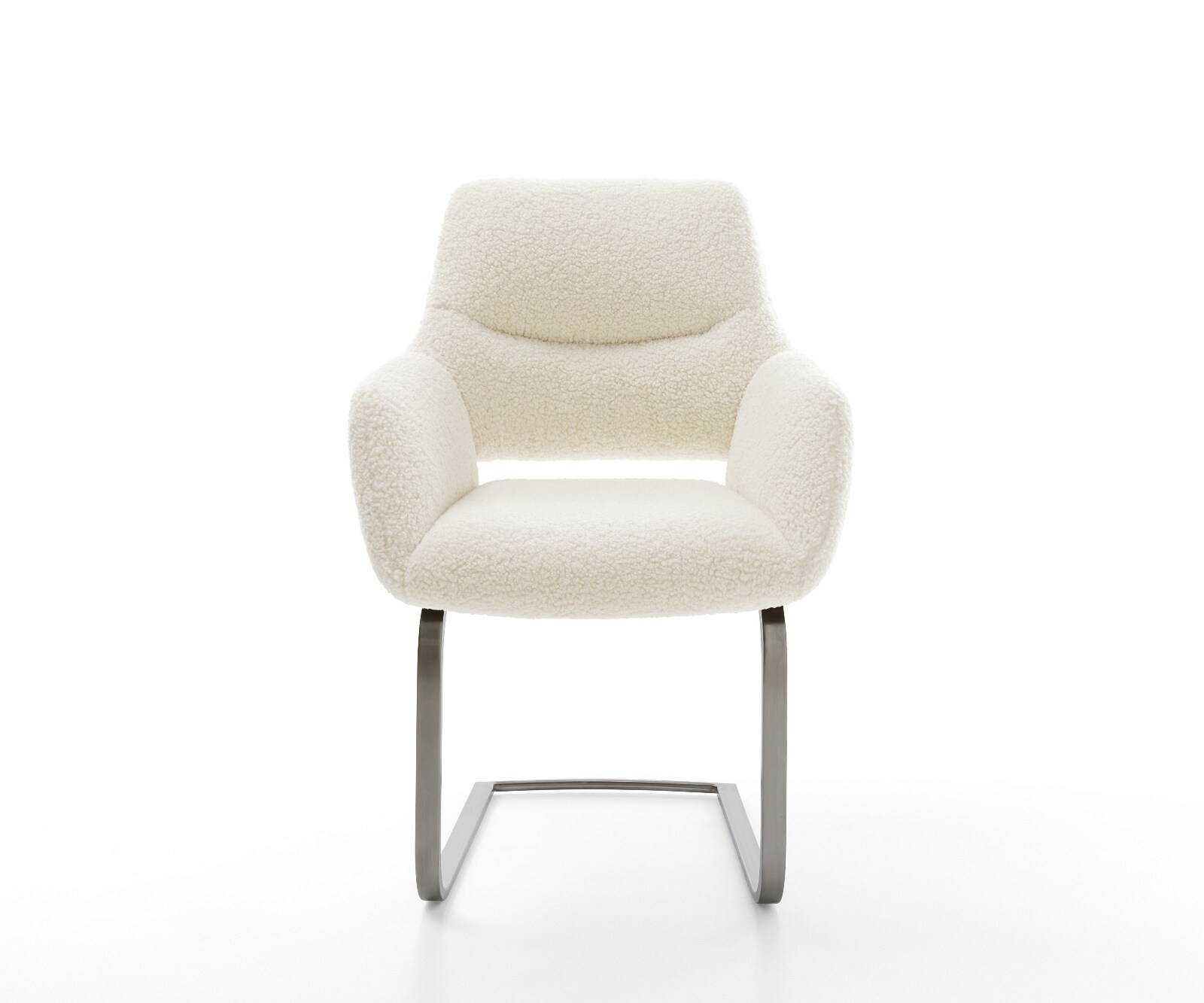 Cantilever Yago-Flex avec accoudoirs tissu teddy beige pied cantilever plat grafiete resorts ensachés 2