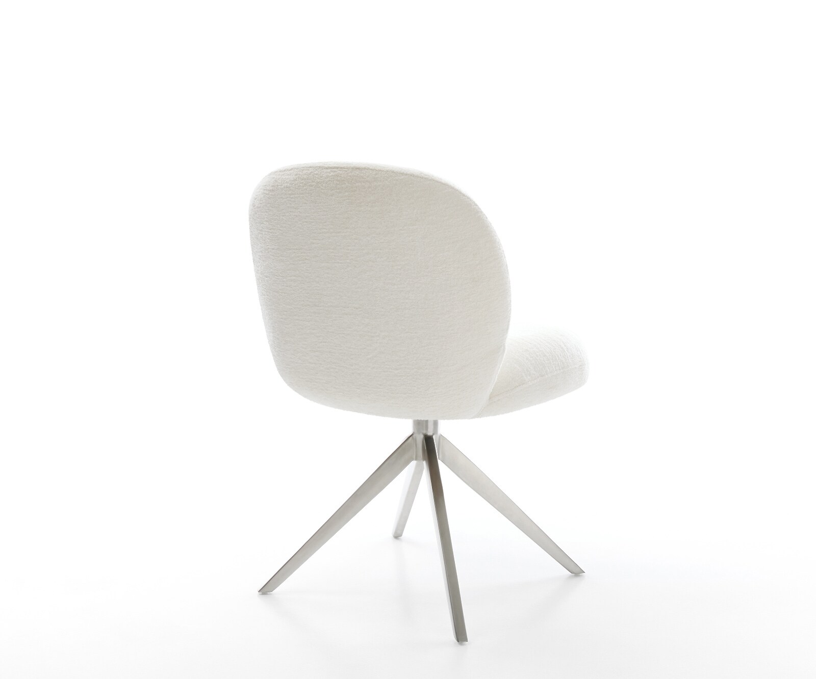 Chaise-pivotante Nube-Flex bouclé doux beige pied croisé large acier inoxydable pivotement sur 360° fonction bascule resorts ensachés 5