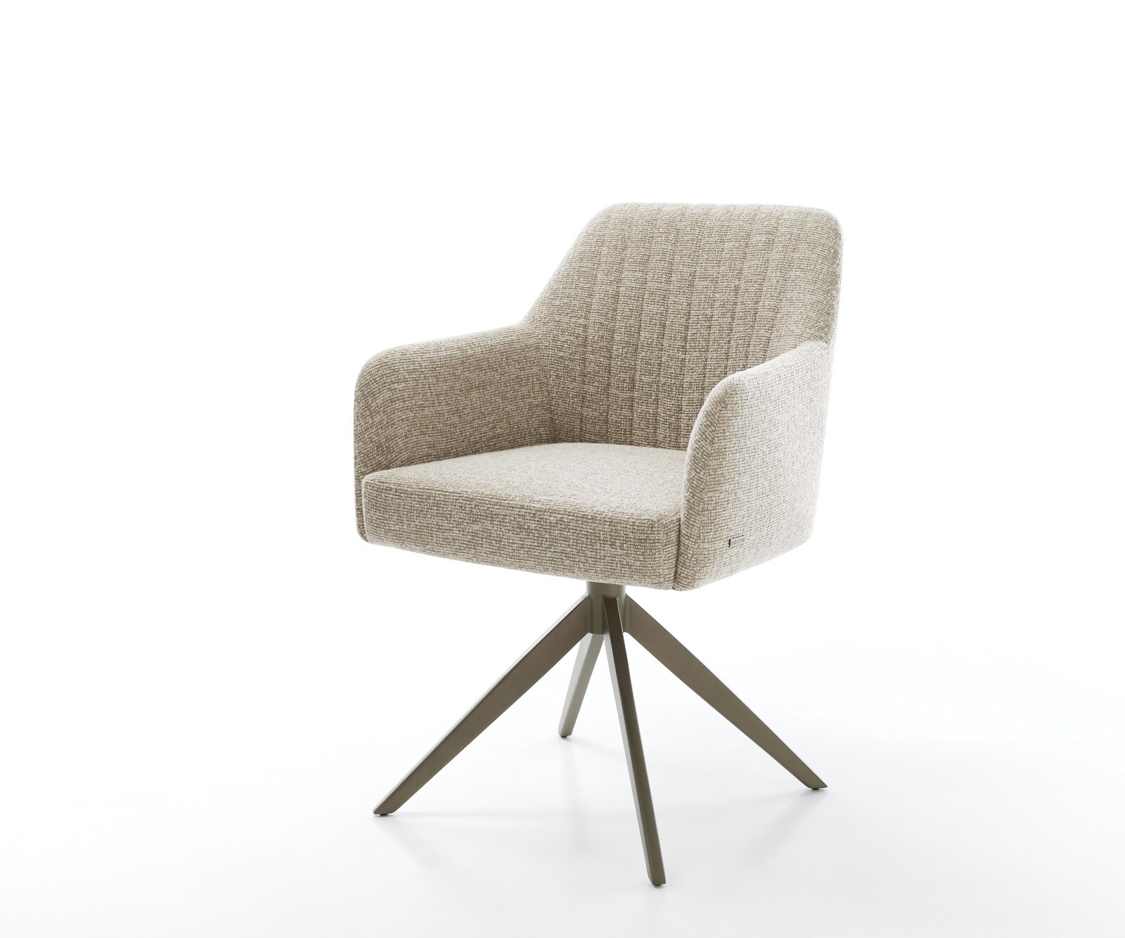 Chaise-pivotante Greg-Flex tissu tissé doux beige pied croisé large aspect titane pivotement sur 360° fonction bascule resorts ensachés 1