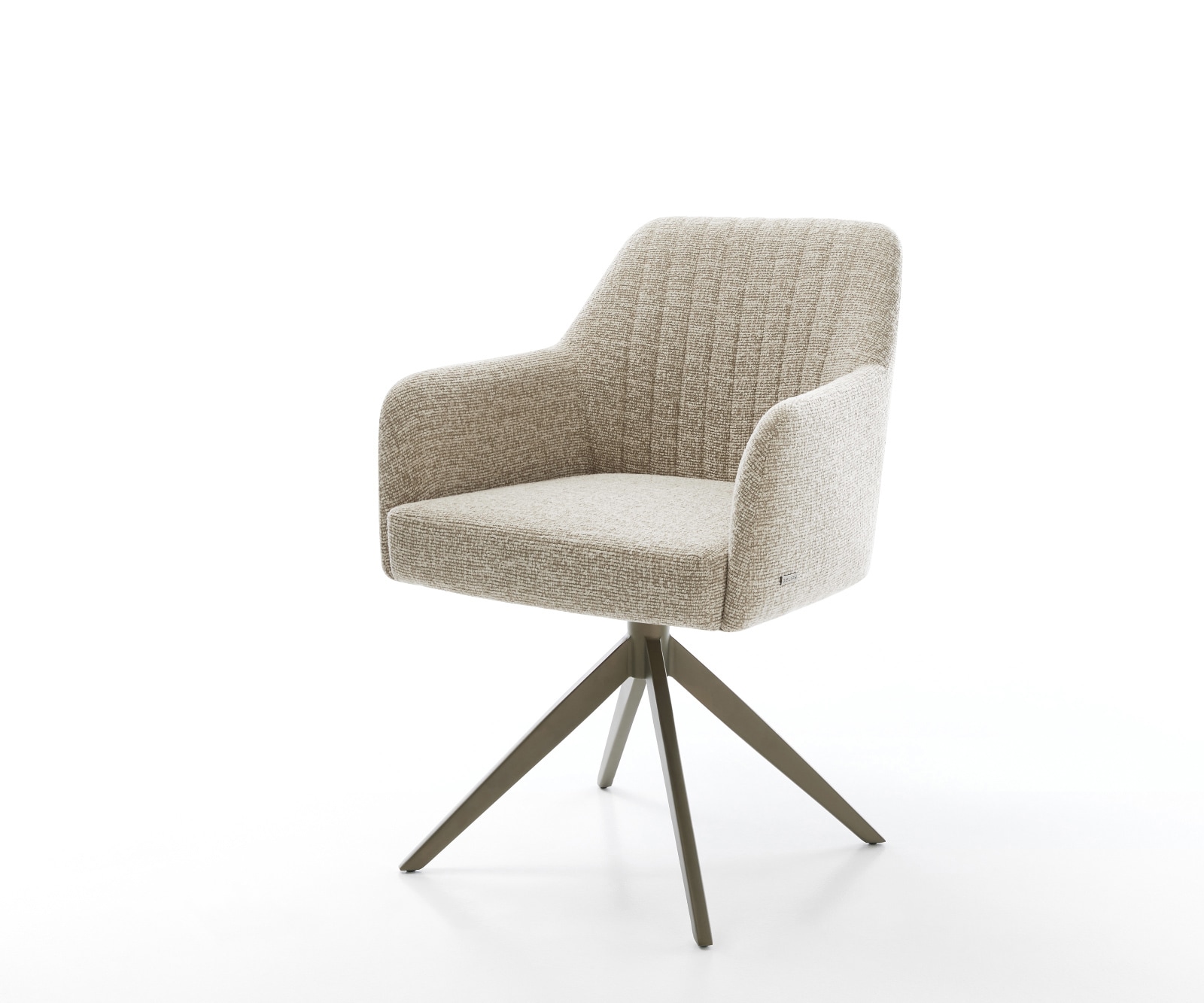 Chaise-pivotante Greg-Flex tissu tissé doux beige pied croisé large aspect titane pivotement sur 360° fonction bascule resorts ensachés 1