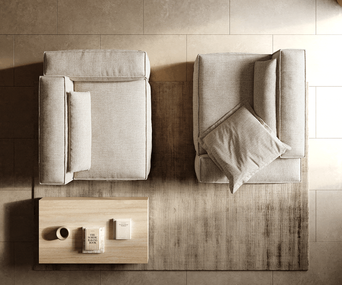 Bigsofa Freestyle 280x110 cm Tissu tissé doux Beige couture passepoilée 5