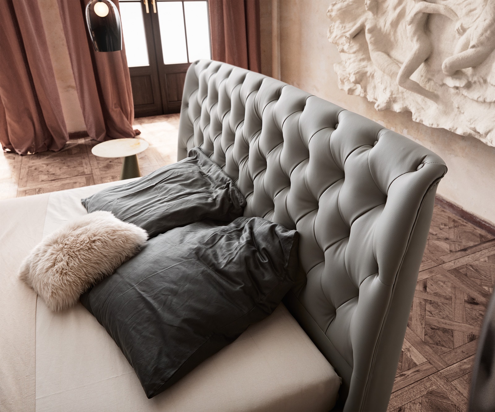 Sommier rembourré Rafinata 180x200 cm similicuir gris clair 3 Sommier rembourré Rafinata 180x200 cm similicuir gris clair 3