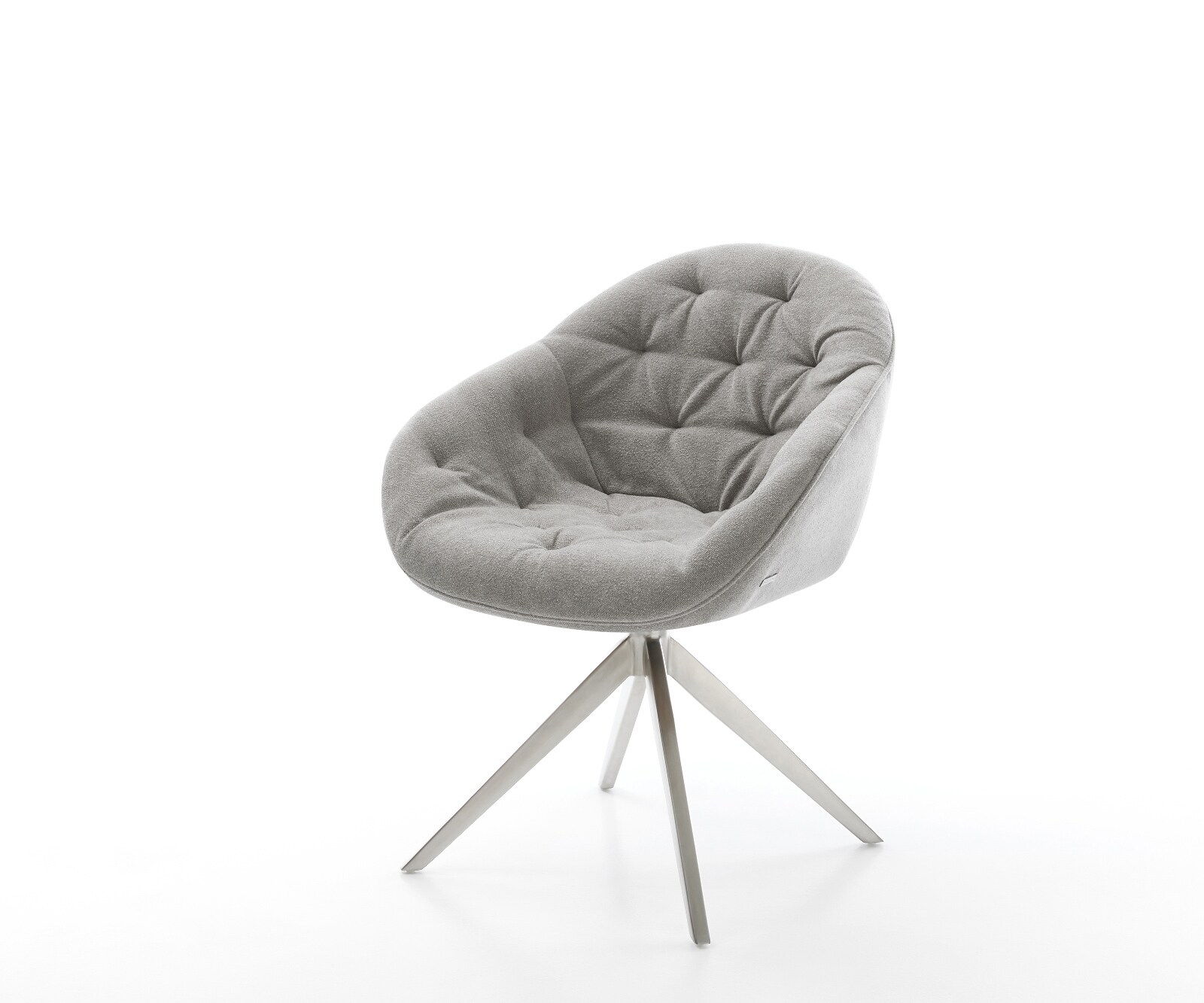 Chaise-pivotante Gaio-Flex tissu structuré doux gris pied croisé large acier inoxydable pivotement sur 360° fonction bascule 1