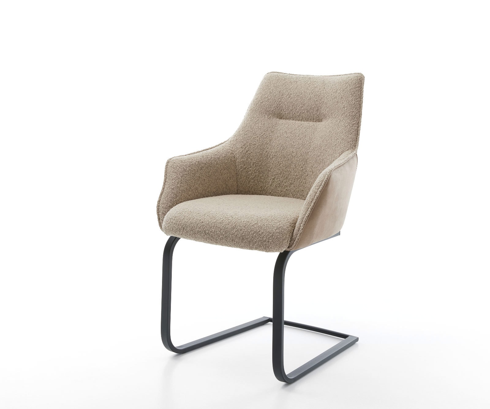 Cantilever Alja-Flex avec accoudoirs tissu mixte couleur boue pied cantilever plat noir ressorts ensachés 1