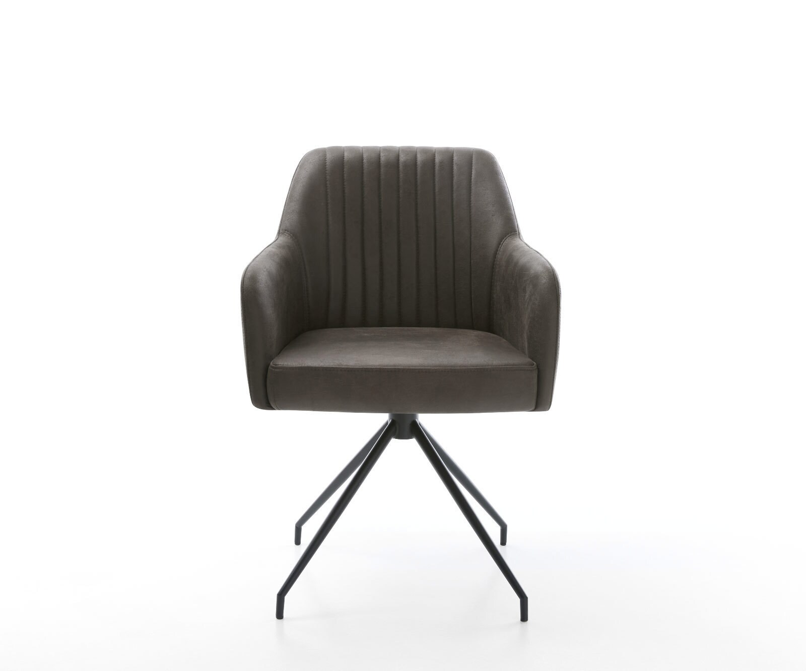 Chaise-de-salle-à-manger Greg-Flex microvelours anthracite vintage pied croisé conique noir ressorts ensachés 1