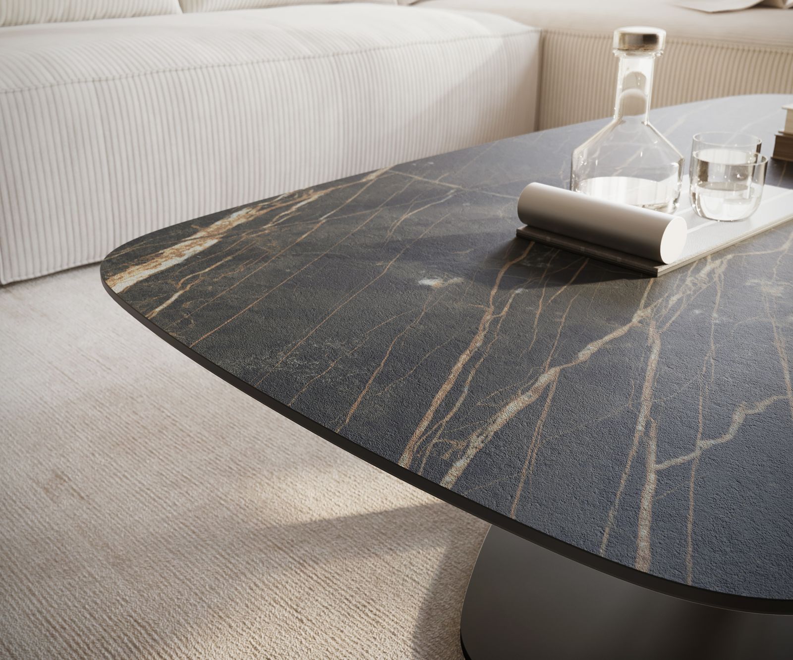 Table basse Edge Boot 120x70 cm céramique Laminam® Noir Desir brun Vibany métal noir 6