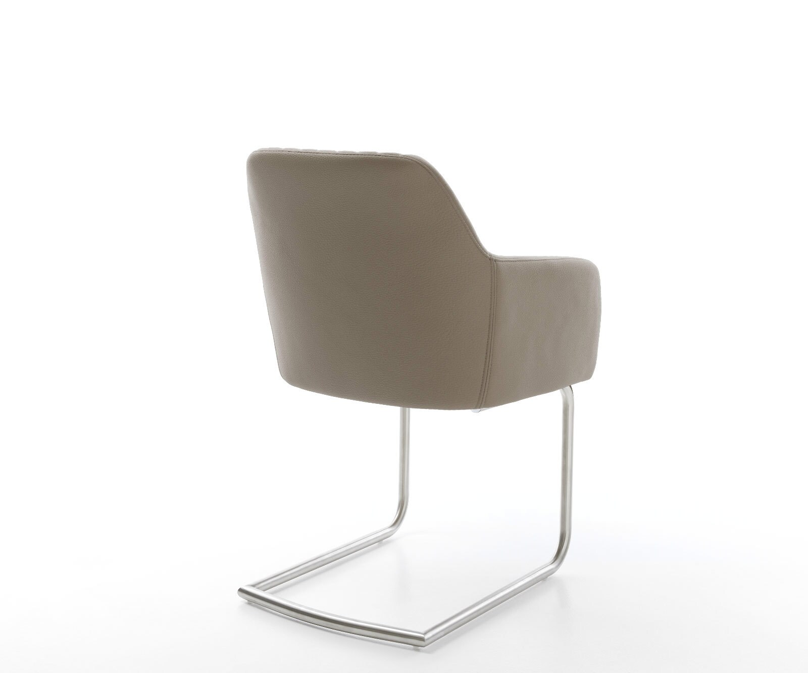 Cantilever Greg-Flex cuir de vache couleur boue pied cantilever rond acier inoxydable brossé ressorts ensachés 5