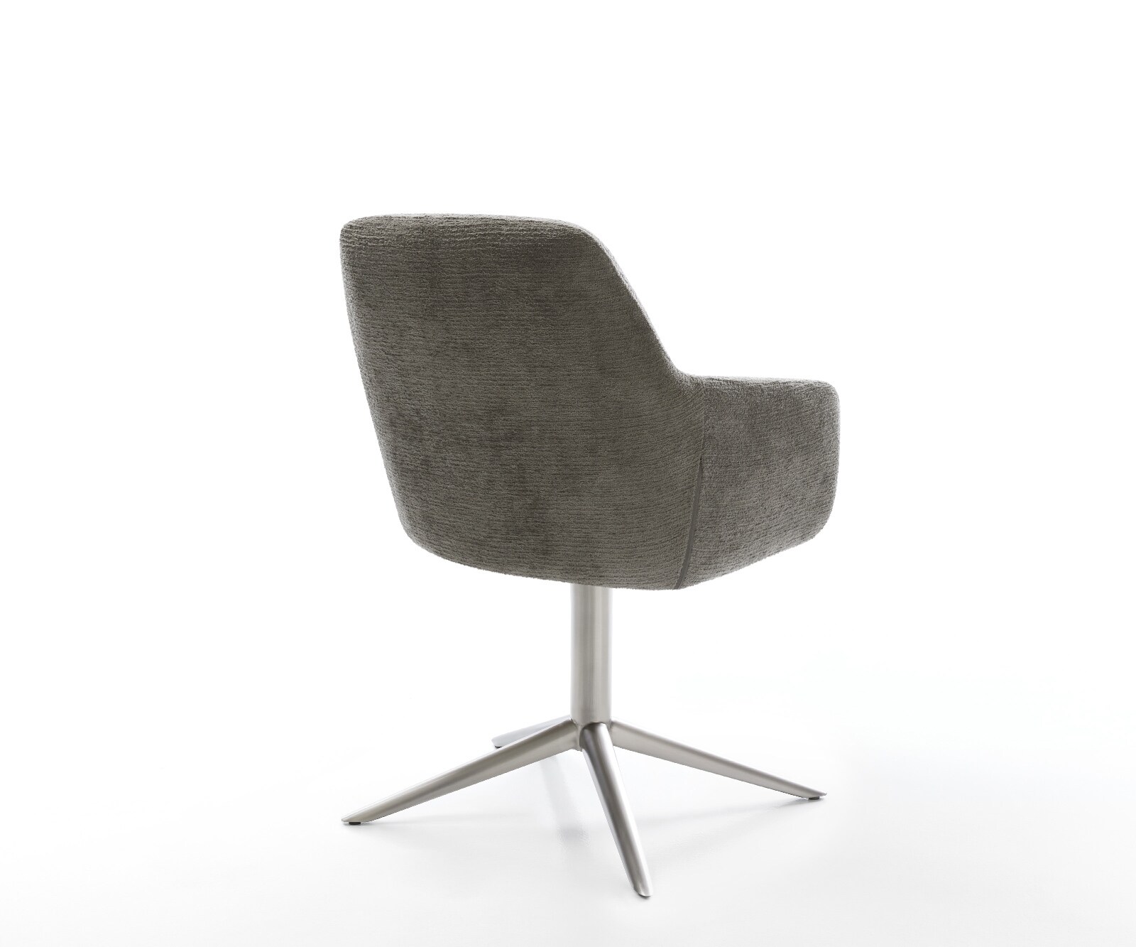 Chaise-pivotante Pejo-Flex bouclé doux couleur boue pied de chaise 4 branches acier inoxydable pivotement sur 360° fonction bascule resorts ensachés 4