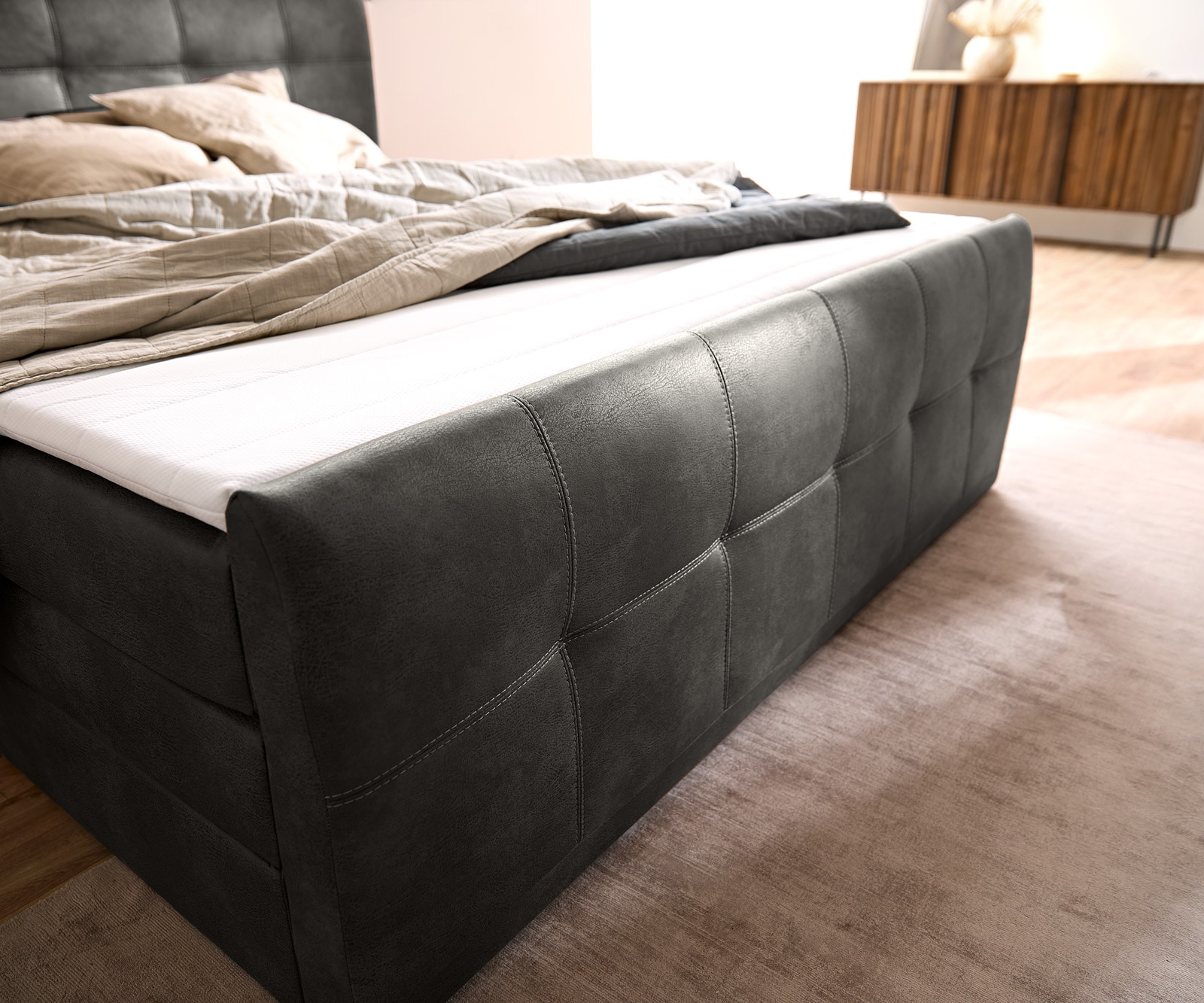 Lit-sommier-tapissier Amarillo 180x200 cm anthracite avec sur-matelas 6 Lit-sommier-tapissier Amarillo 180x200 cm anthracite avec sur-matelas 6