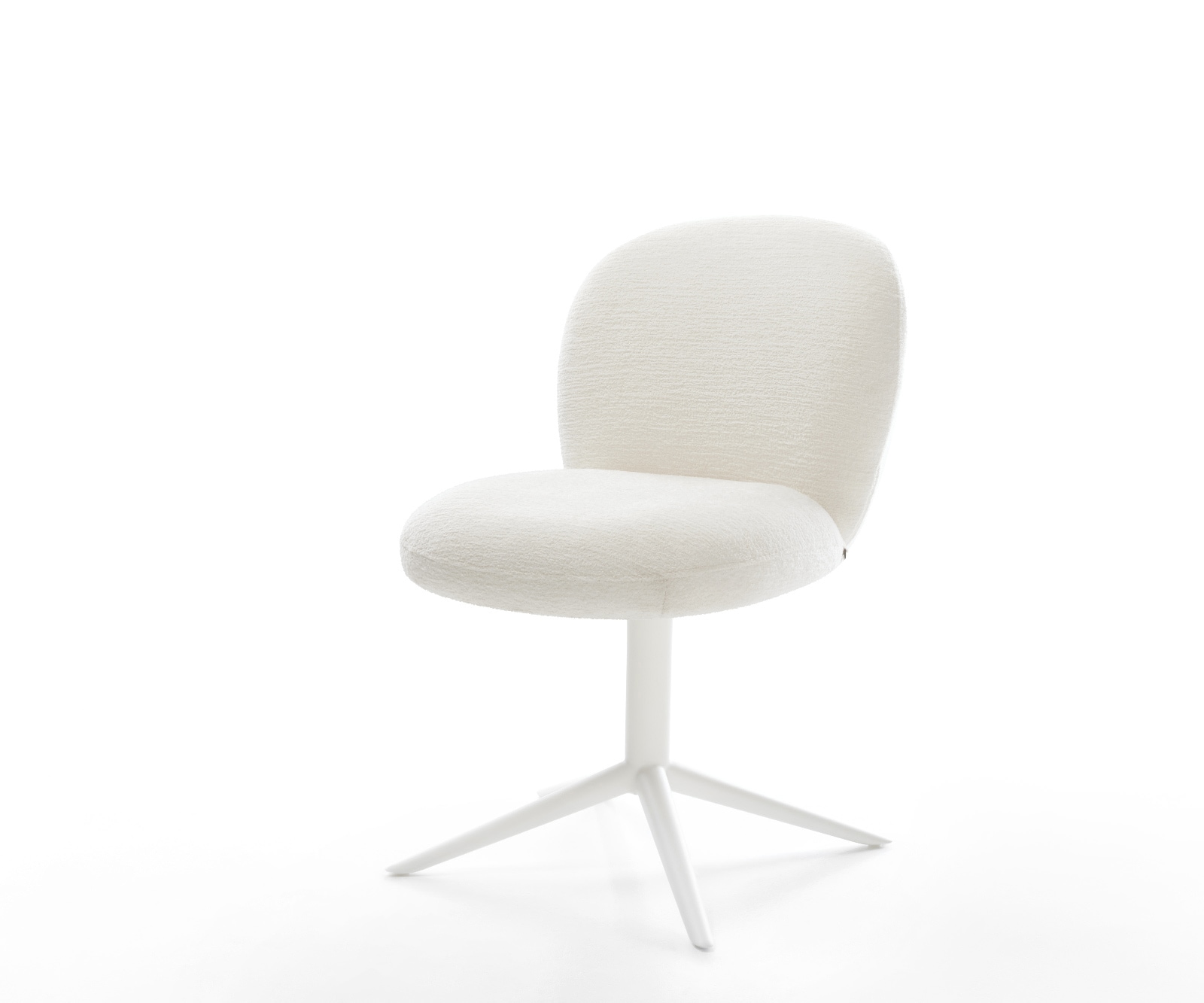 Chaise-pivotante Nube-Flex bouclé doux beige pied de chaise 4 branches blanc pivotement sur 360° fonction bascule resorts ensachés 1