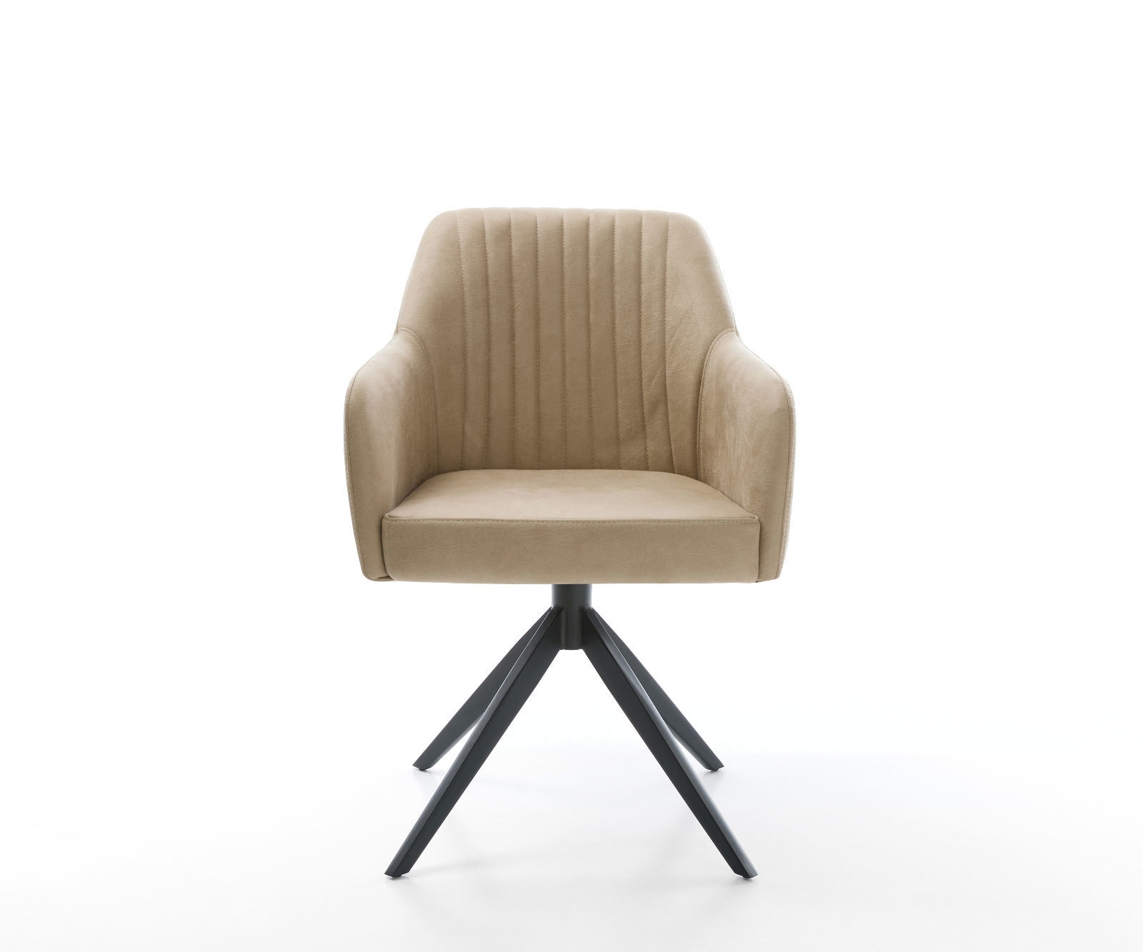 Chaise-de-salle-à-manger Greg-Flex microvelours beige vintage pied croisé large noir ressorts ensachés 1 Chaise-de-salle-à-manger Greg-Flex microvelours beige vintage pied croisé large noir ressorts ensachés 1