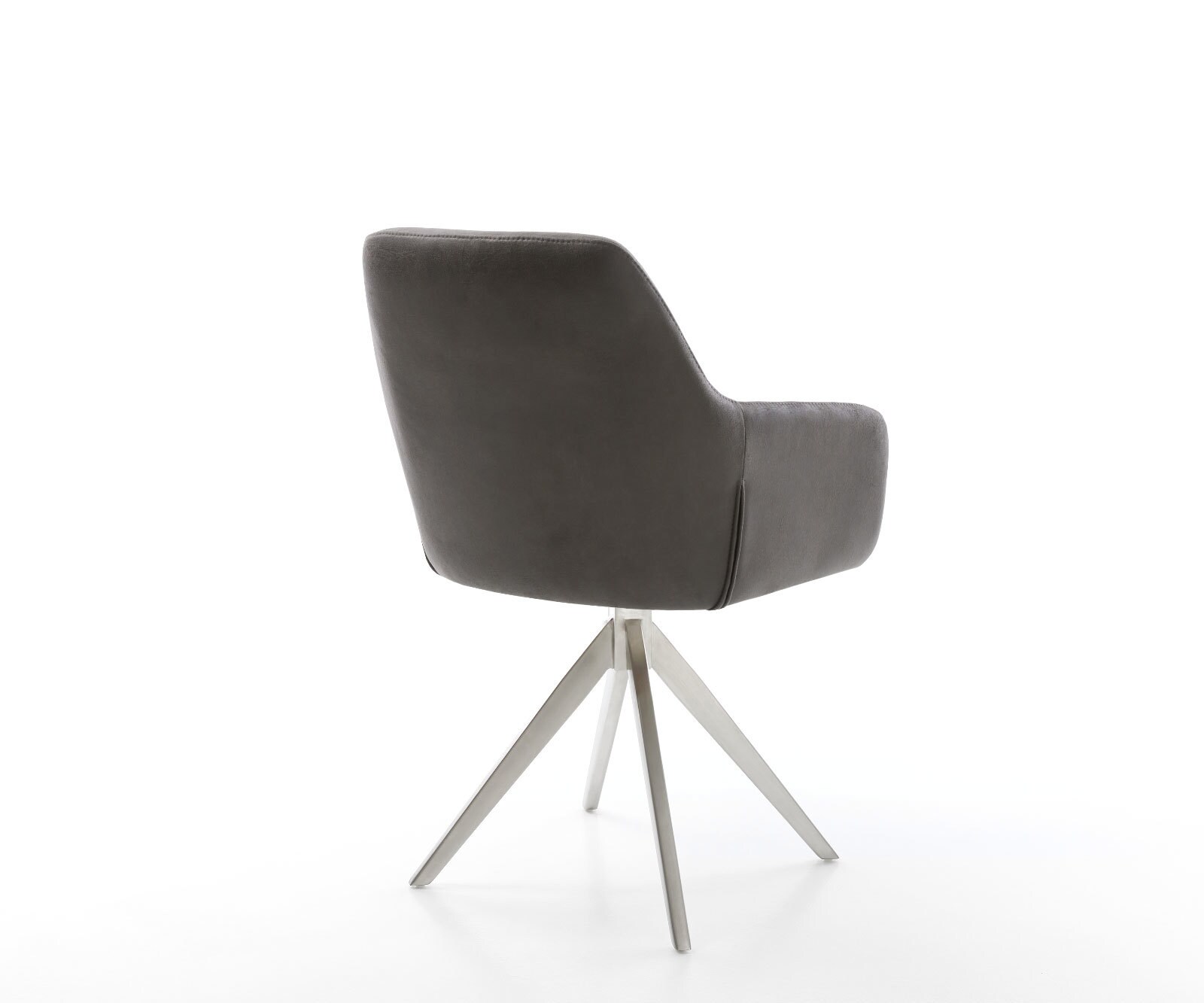 Chaise-de-salle-à-manger Pejo-Flex microvelours anthracite vintage pied croisé angulaire acier inoxydable brossé ressorts ensachés 4