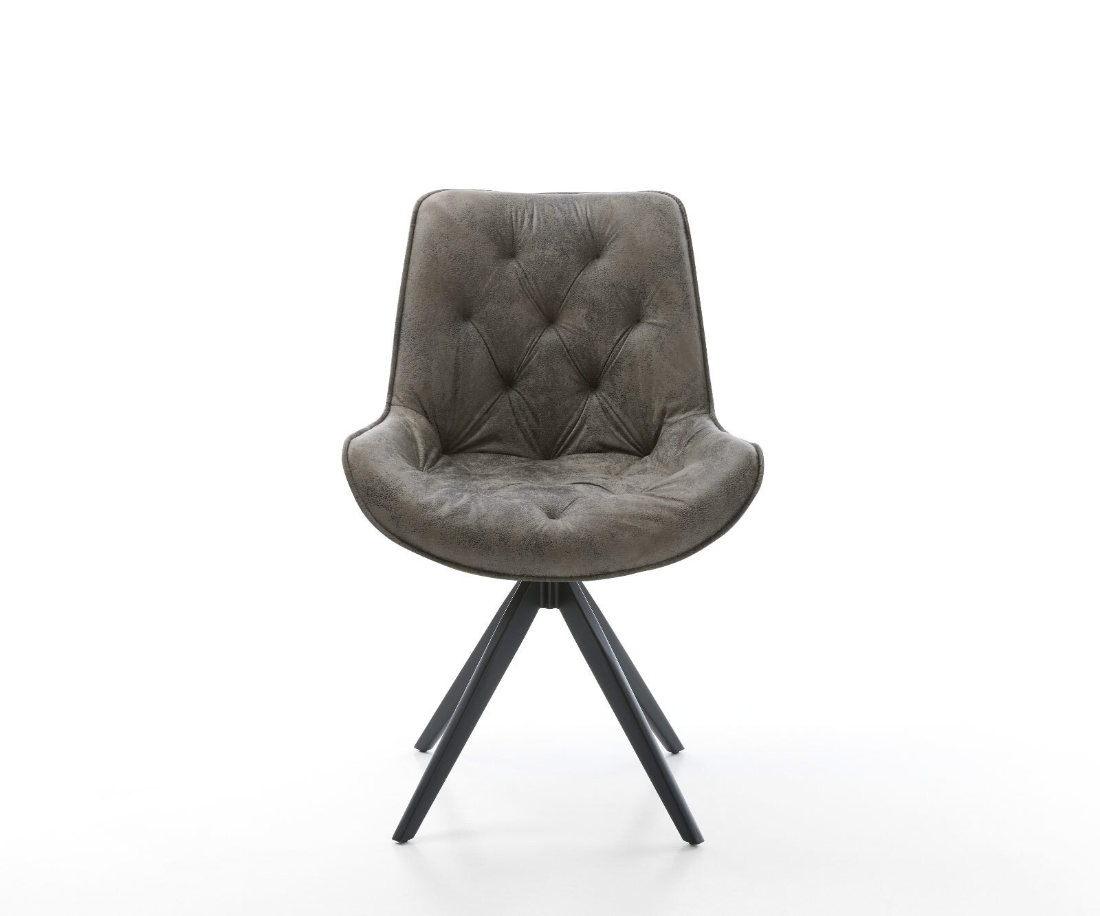 Chaise-de-salle-à-manger Taimi-Flex microvelours gris antique pied croisé angulaire noir 2