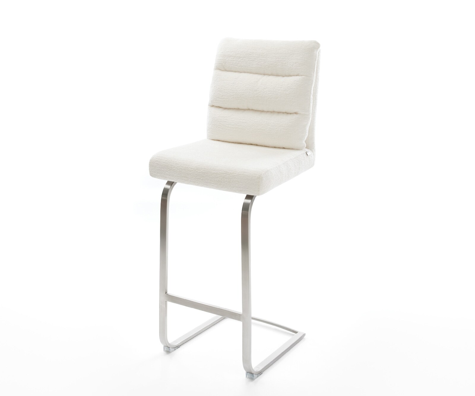 Chaise-de-bar Pela-Flex Bouclé doux Beige Pied cantilever acier inoxydable Argent 1