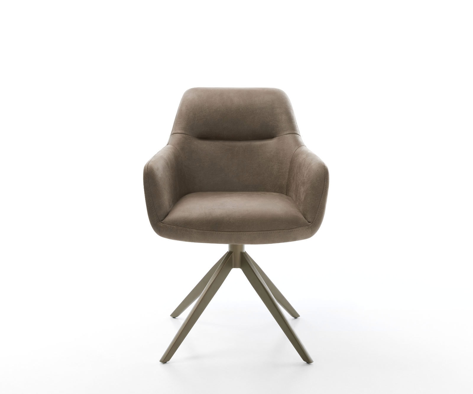 Chaise-pivotante Pejo-Flex microvelours taupe vintage pied croisé large aspect titane pivotement sur 360° ressorts ensachés 2