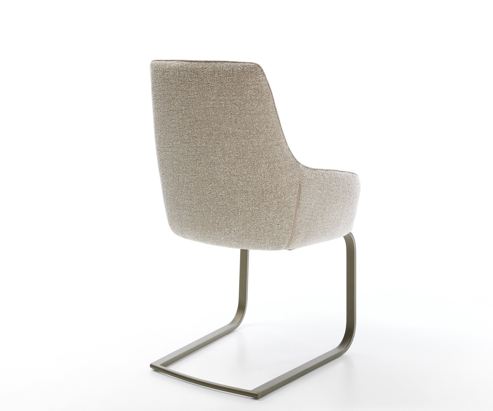Cantilever Zelia-Flex avec accoudoirs tissu tissé doux beige pied cantilever plat aspect titane ressorts ensachés 4